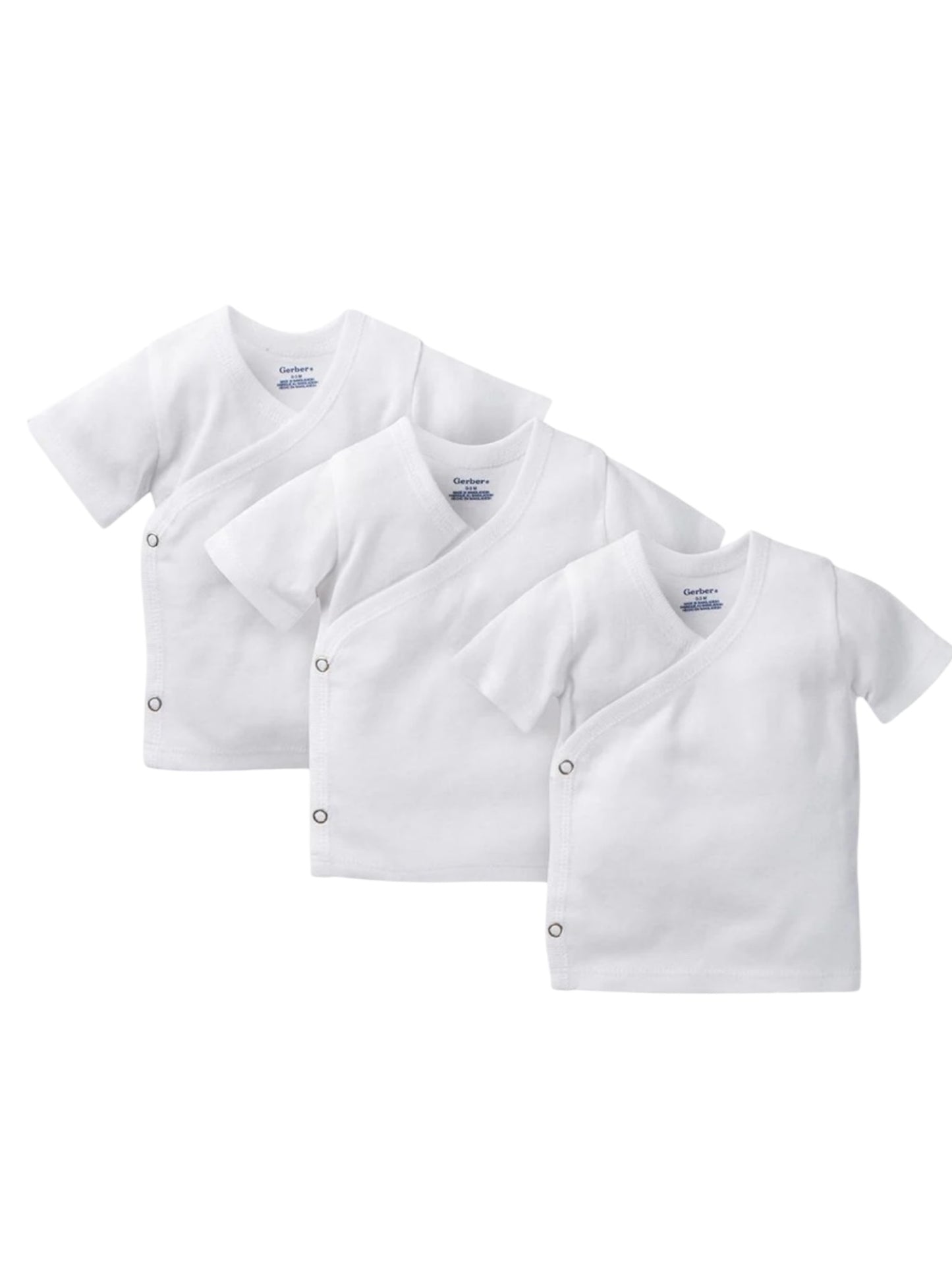 3 -pk gerber baby side snap baby shirts
