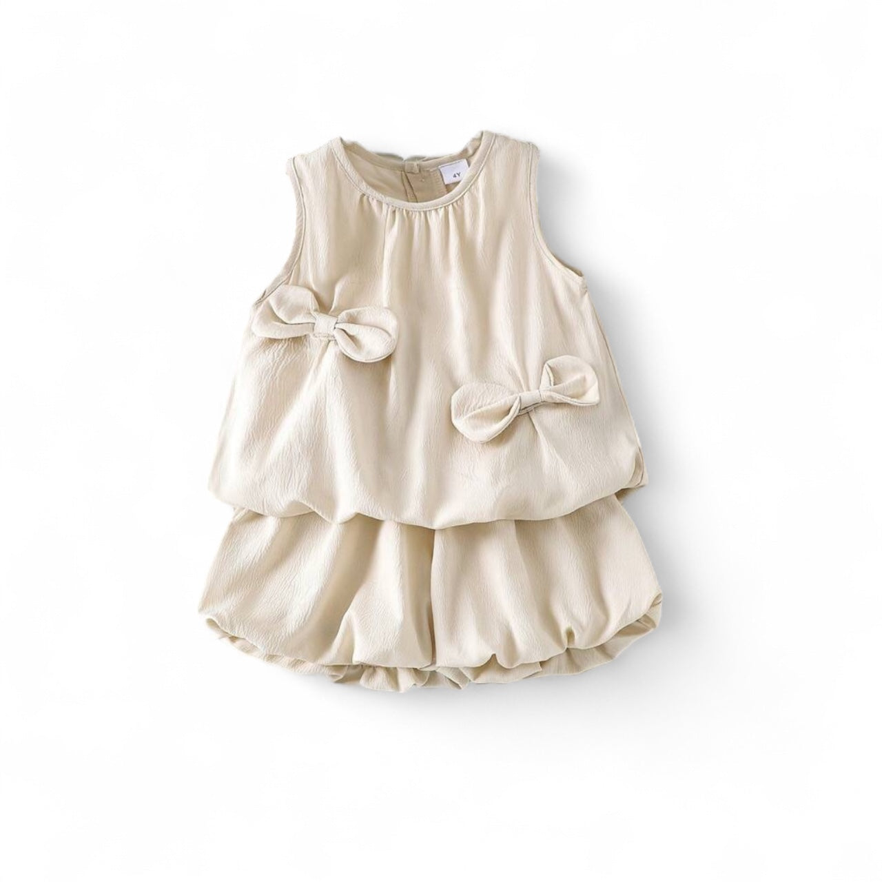 Beige bow 2pc girls set