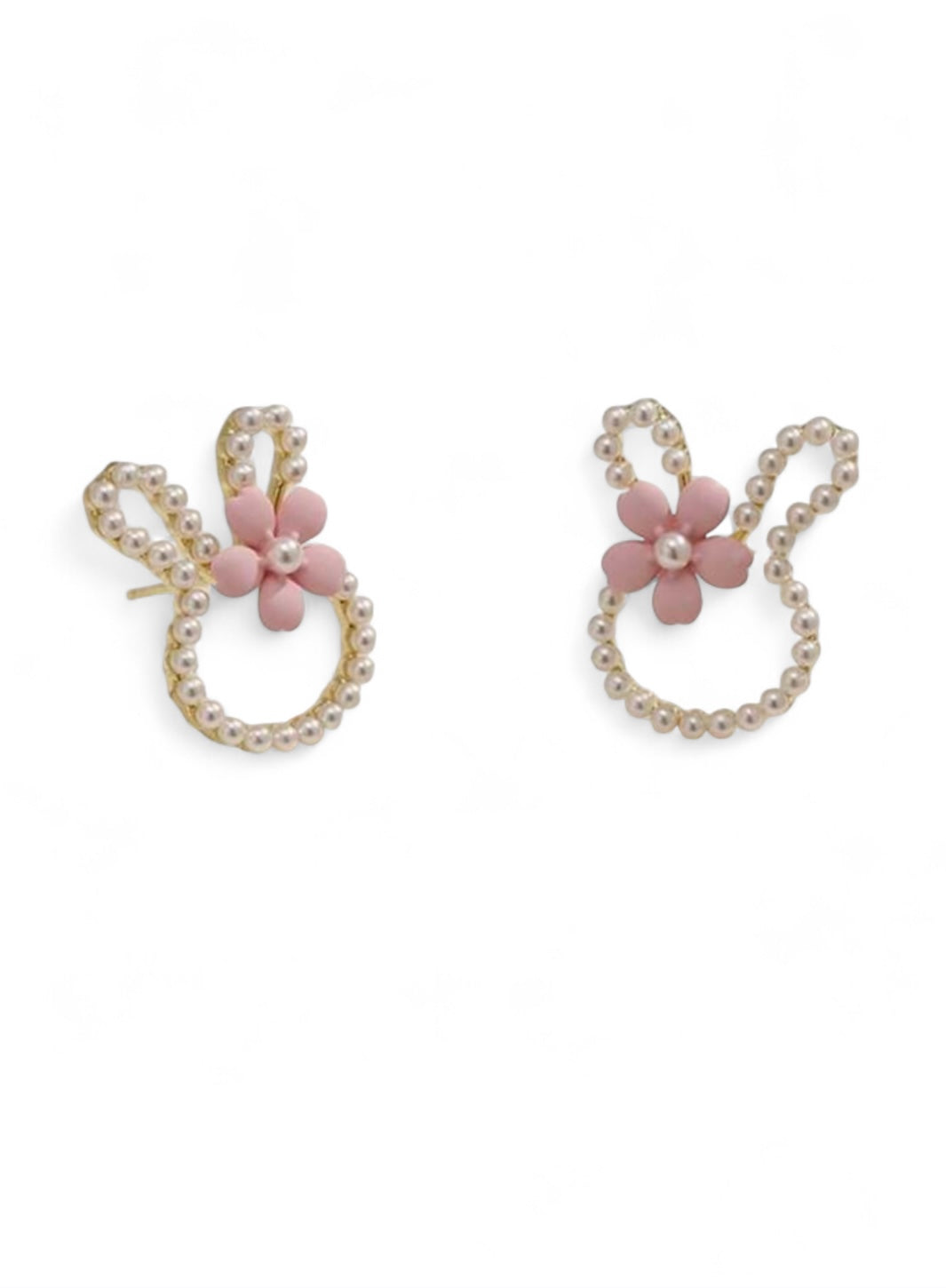 Pearl Easter bunny girls earrings