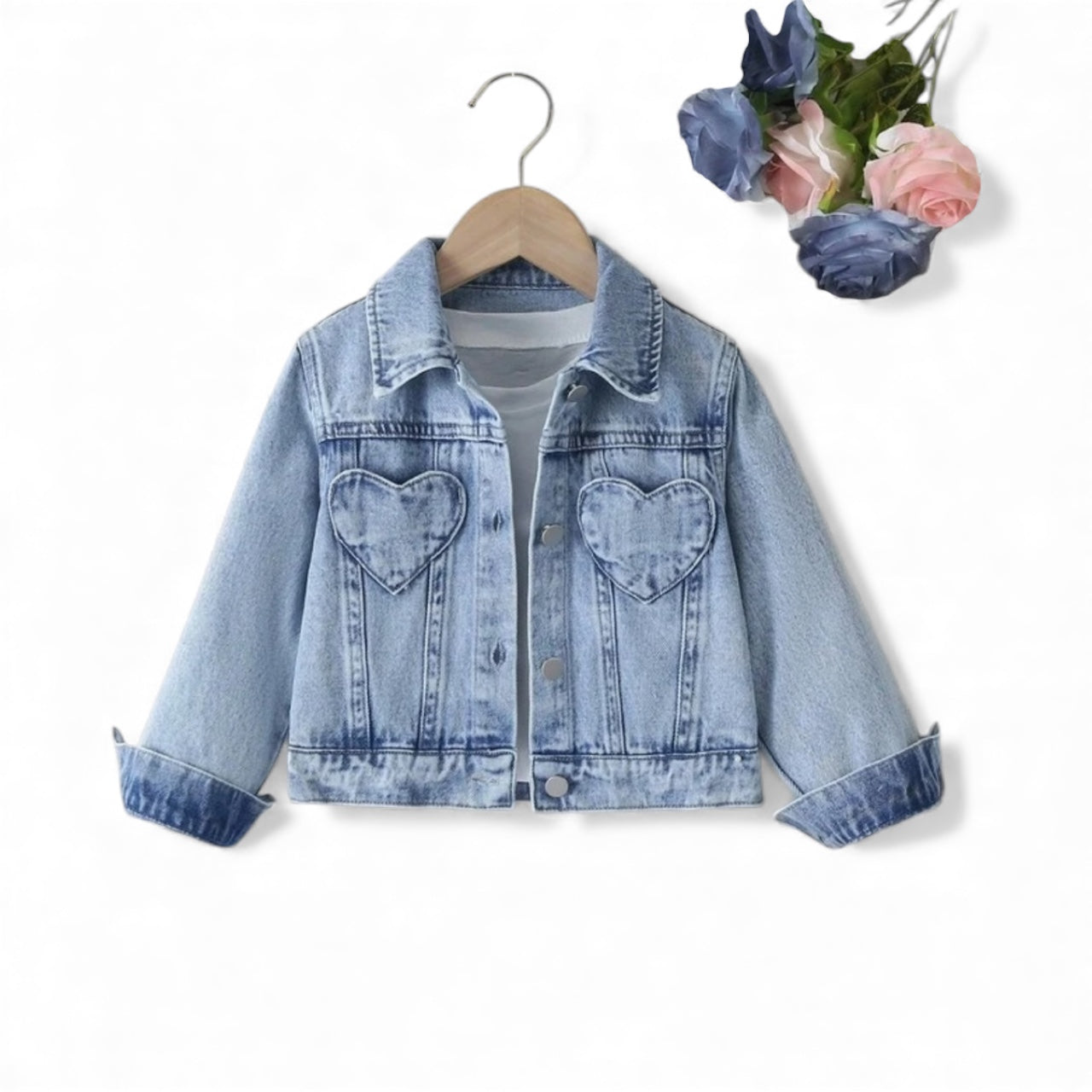 Girls denim heart jacket