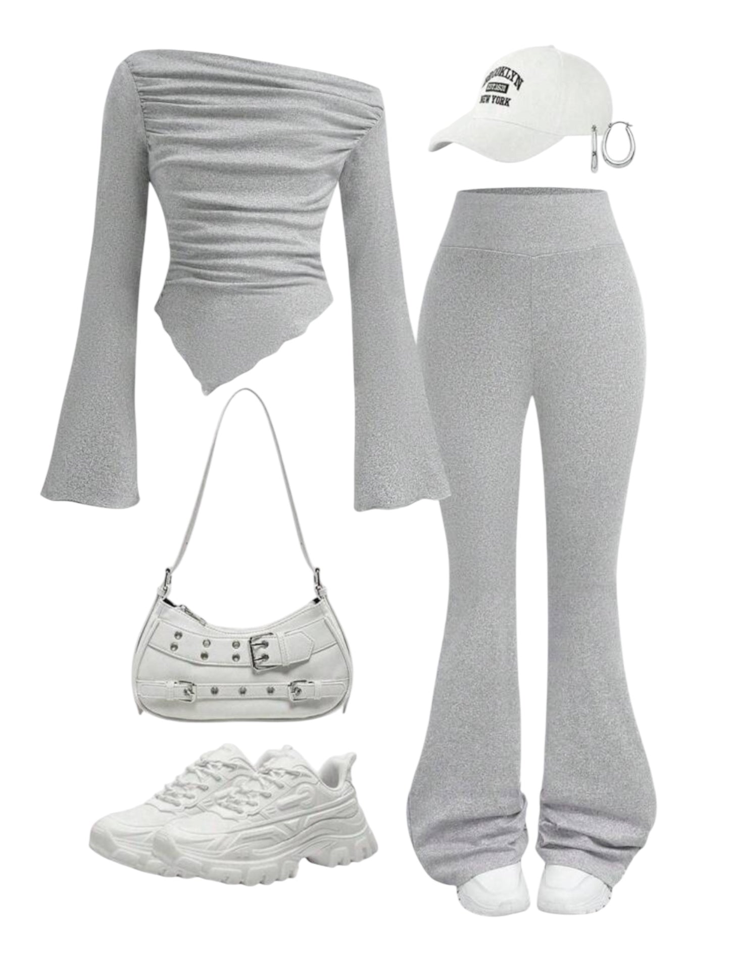 Grey long sleeve shirt with long pants girls set