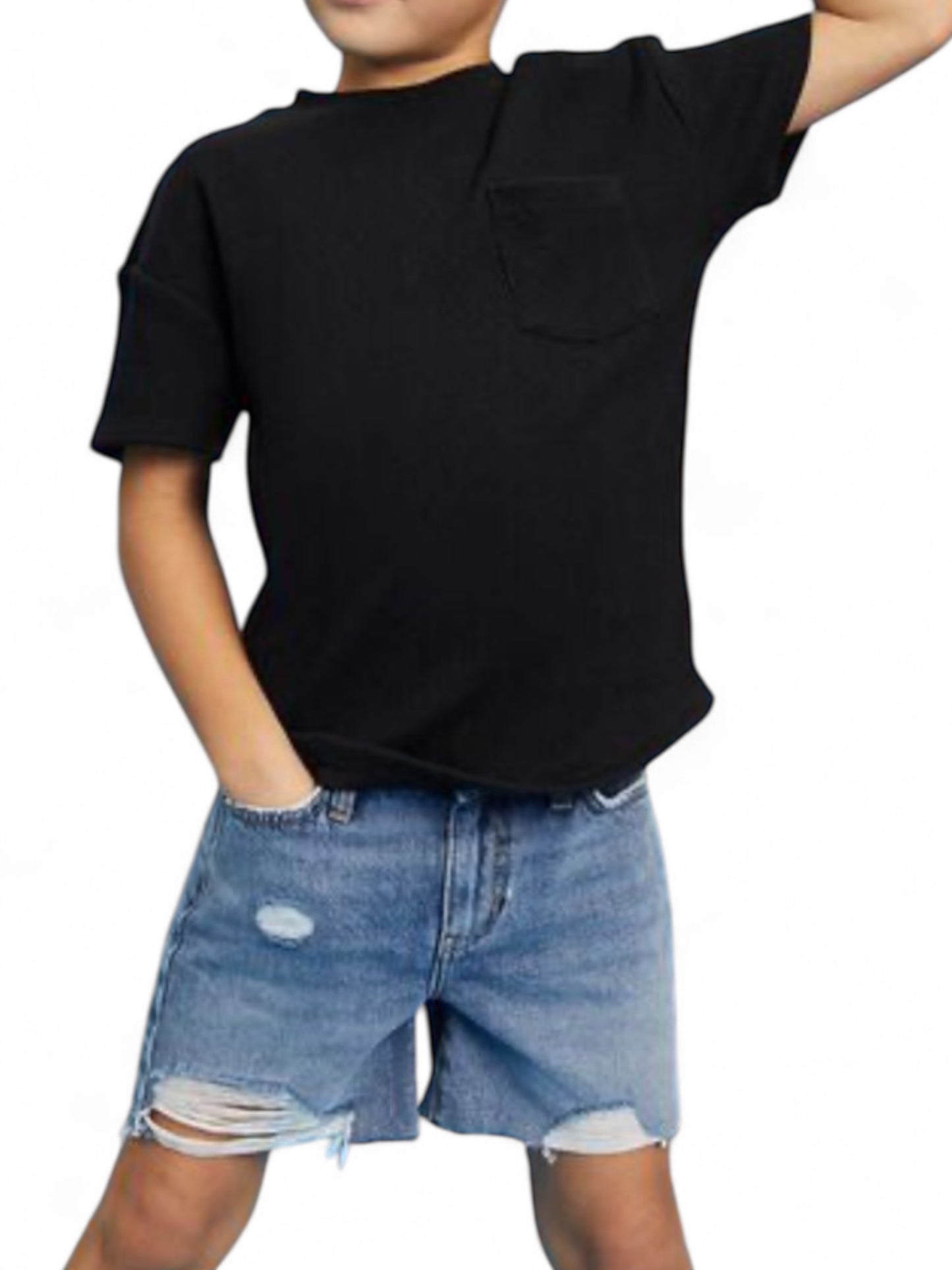 Unisex distress short jeans
