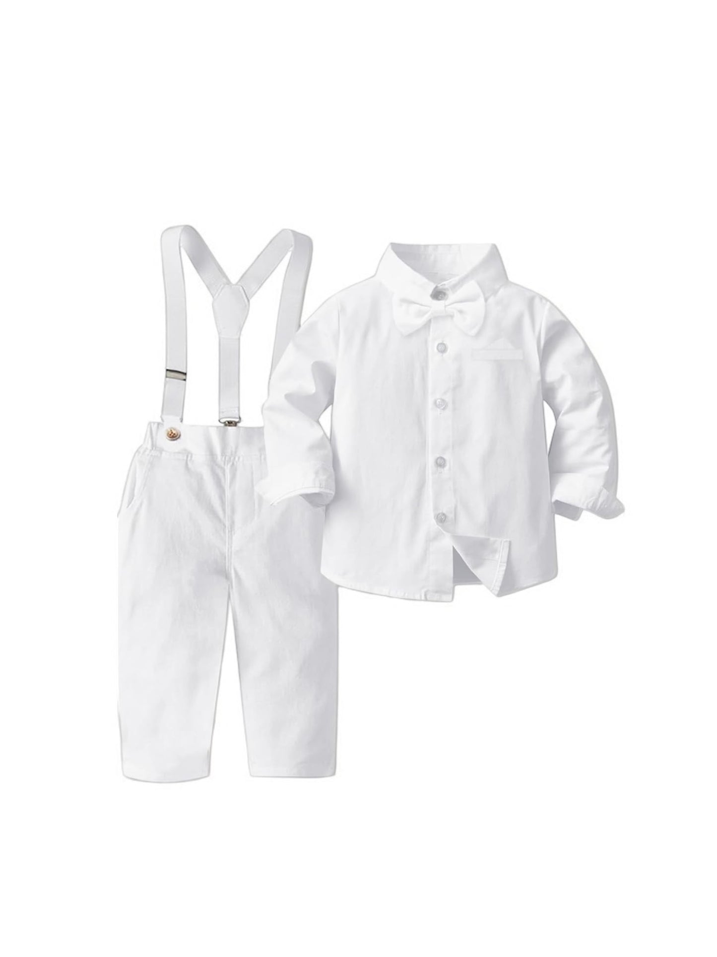 White formal suspender set boy formal suit