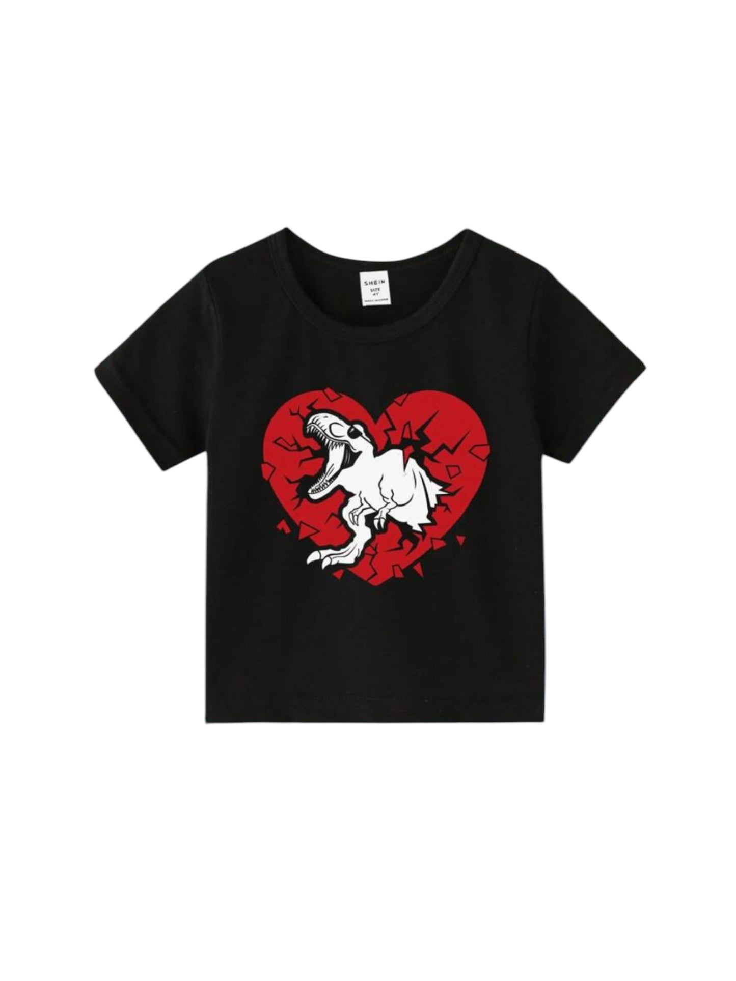 Dino red heart valentines boy shirt