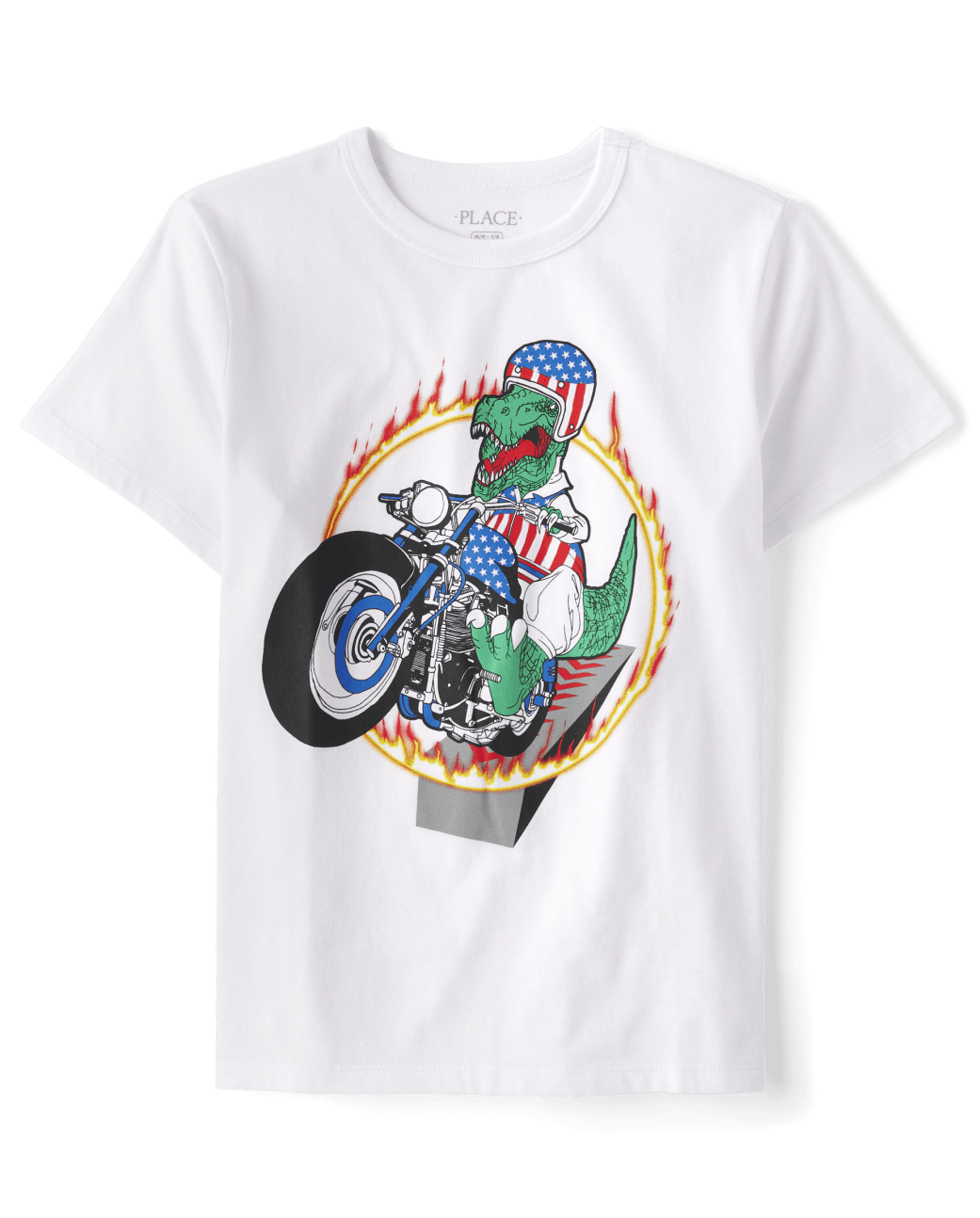 Boy dino flames graphic t shirt
