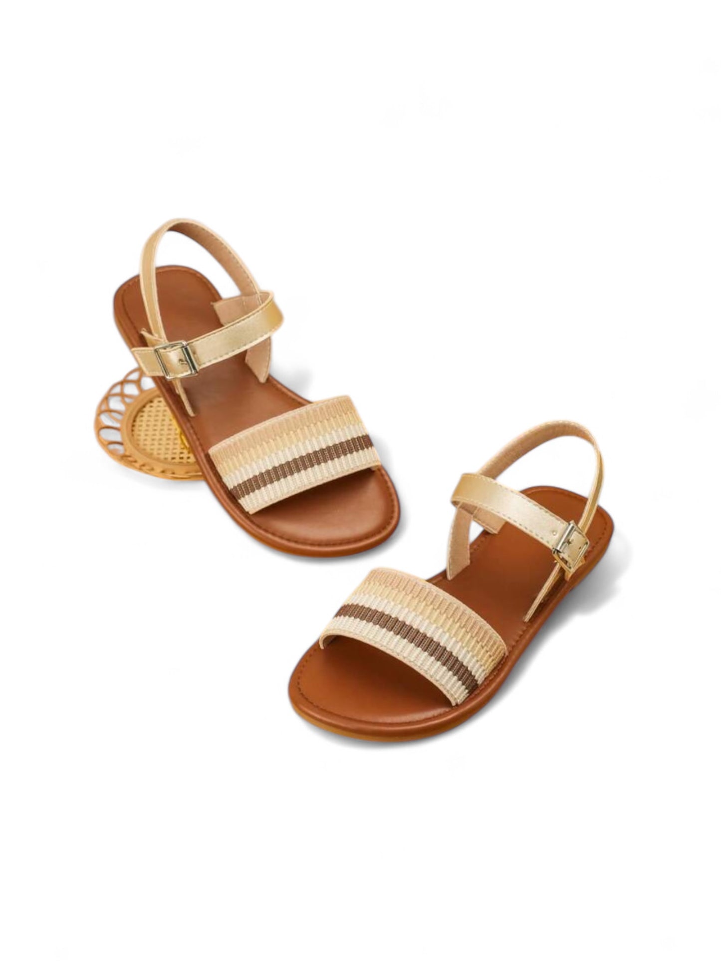 Multi color brown stripes girl sandals