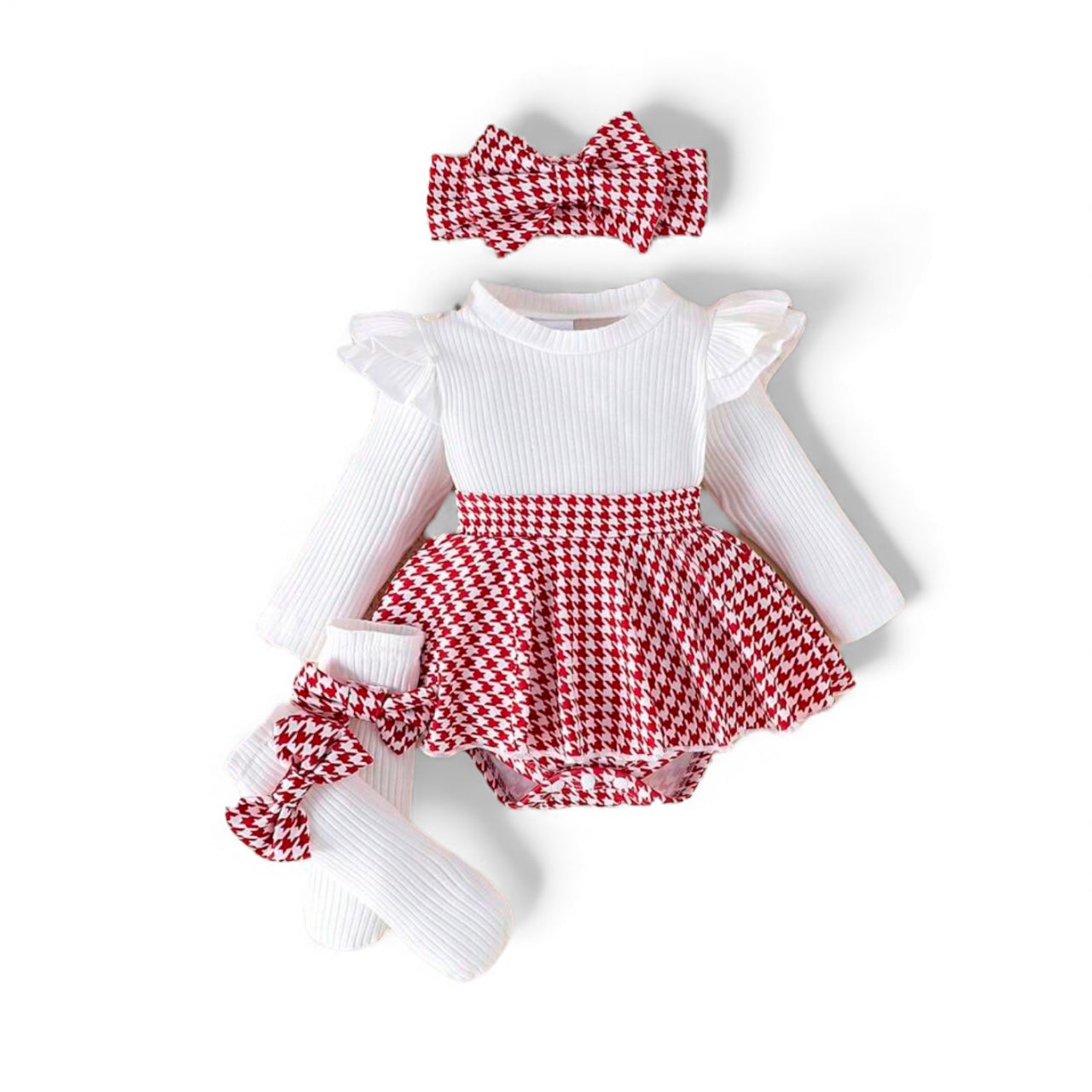 Candy cane red & white 3pc baby set