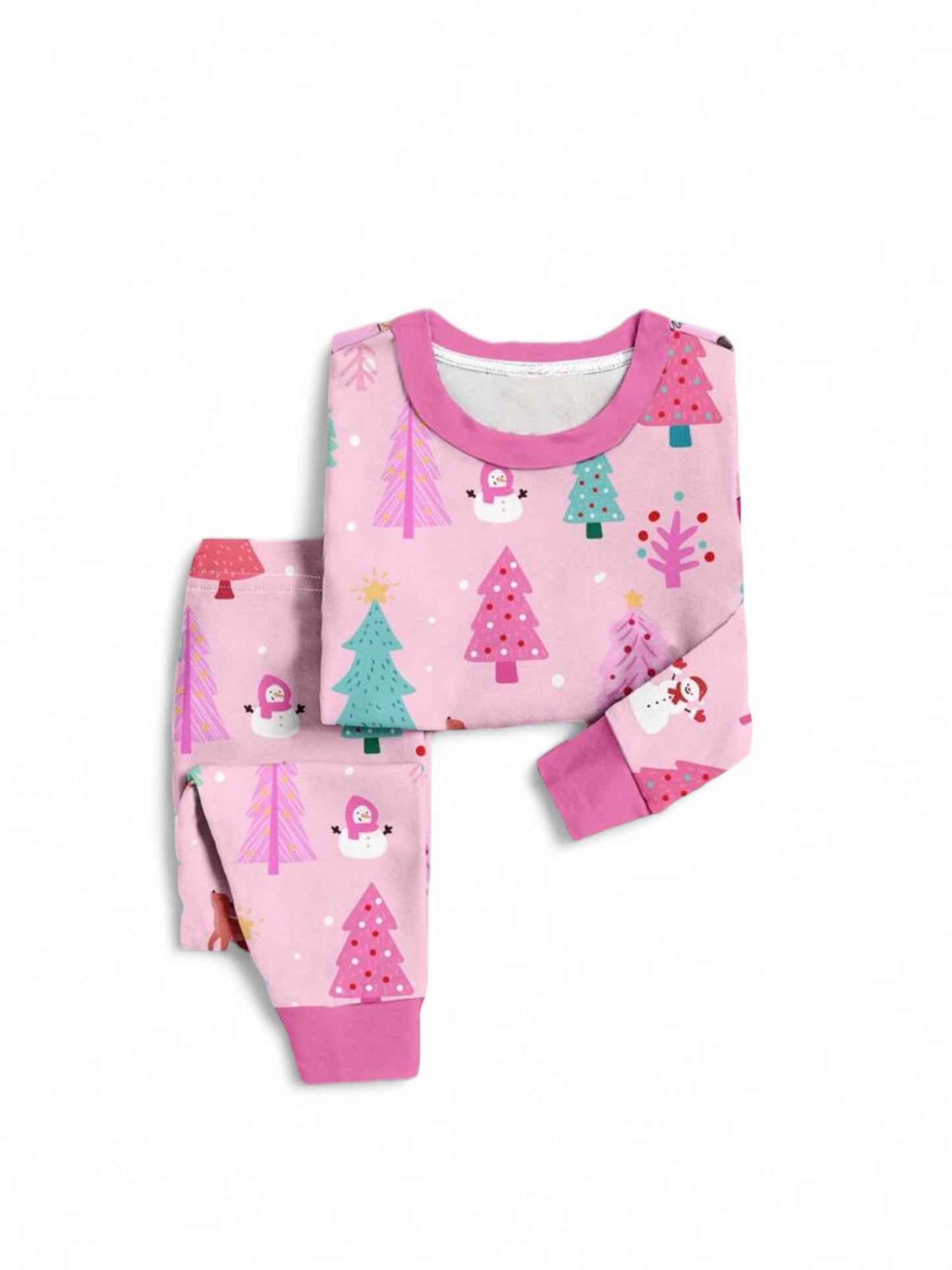 Pink Christmas tree toddler girls pj