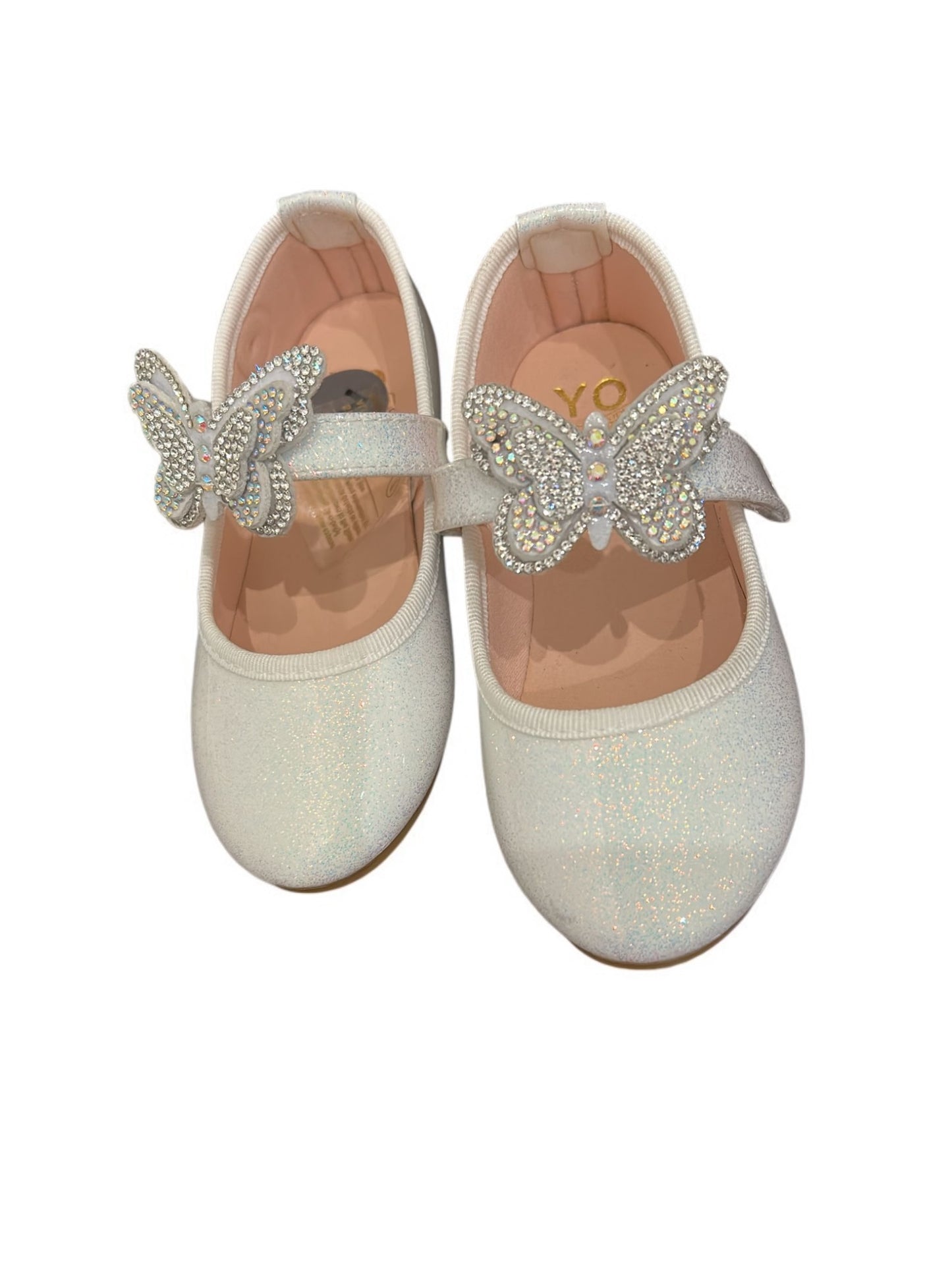 Girl white shoes with butterfly strap