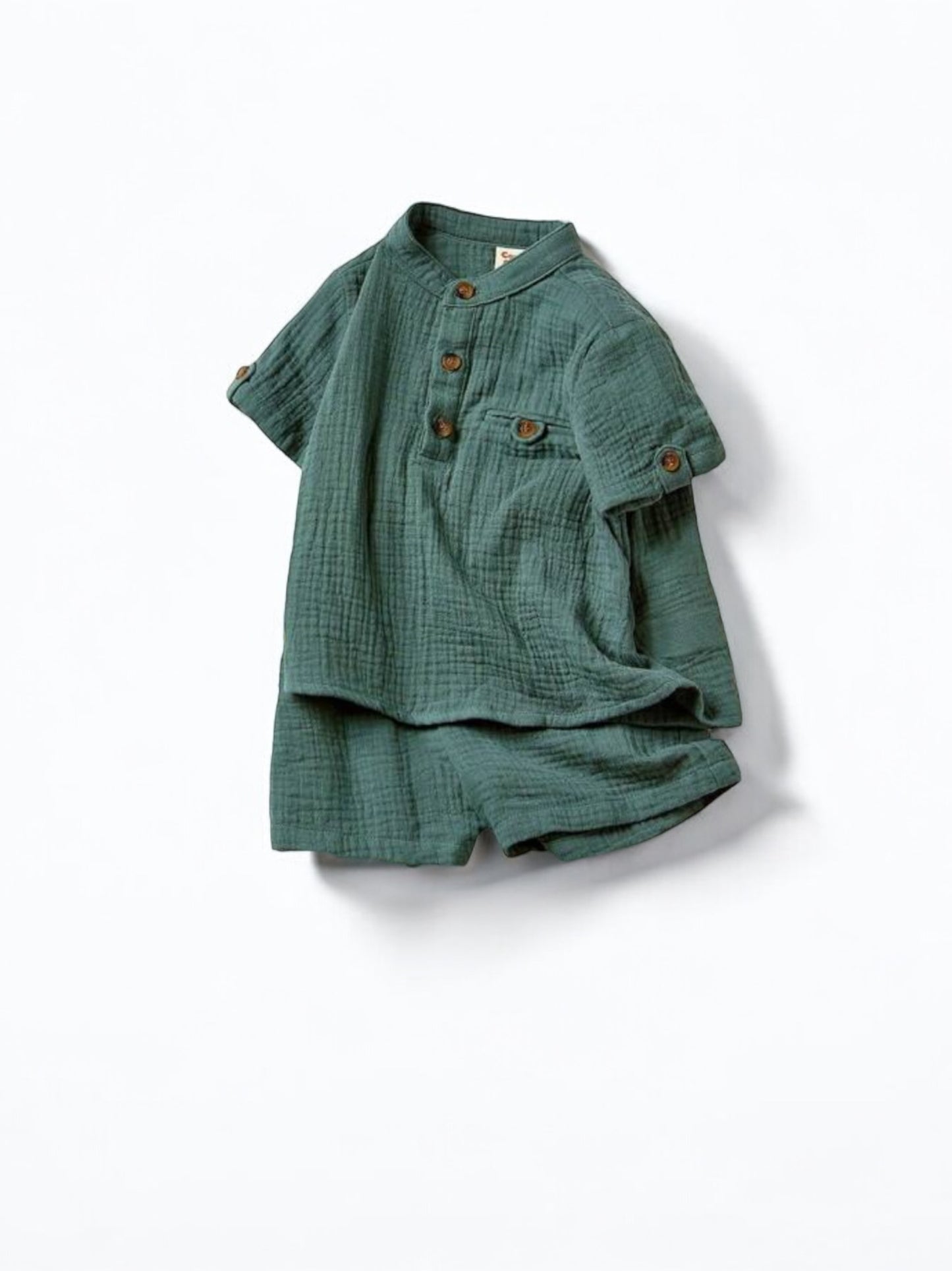 Green linen boy baby set