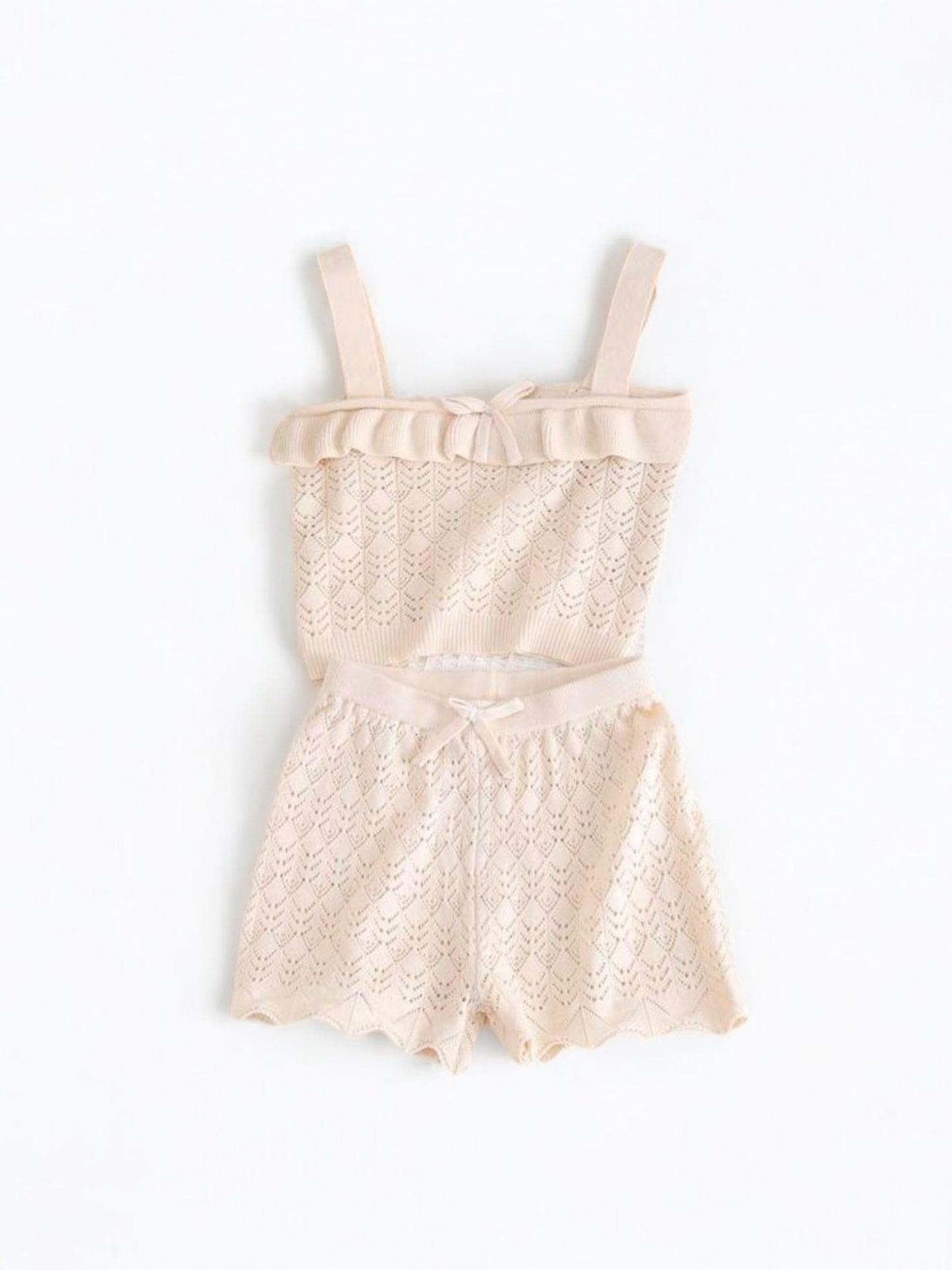 Beige 2pc crochet baby set