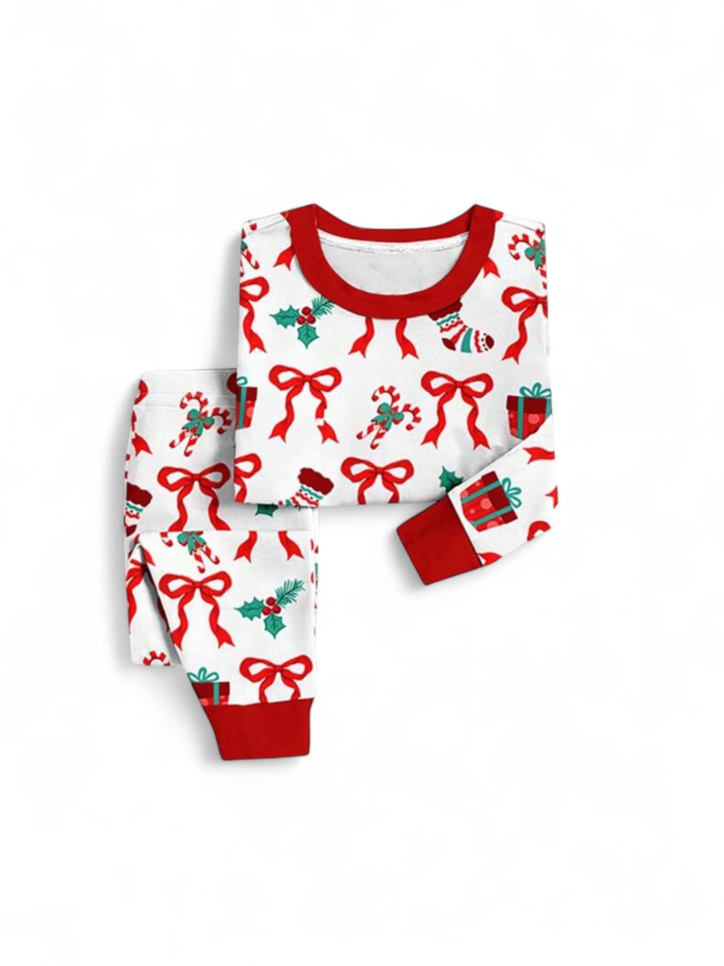 Christmas bows girls pj