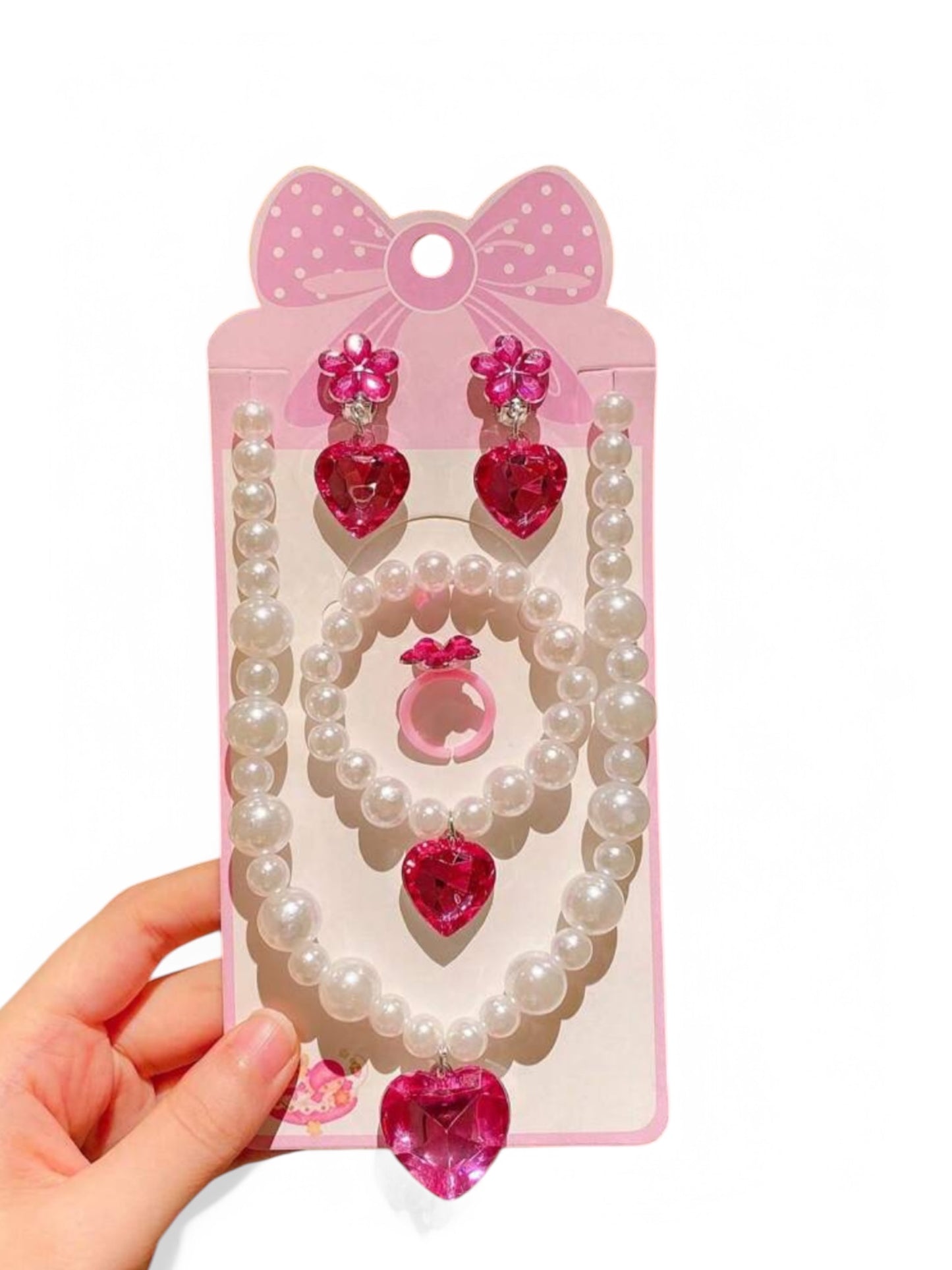 Pearl with hearts girl jewelry set