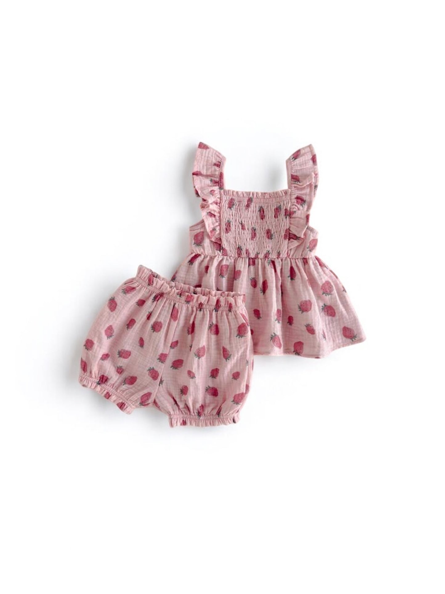 Pink strawberry 2pc girl baby set