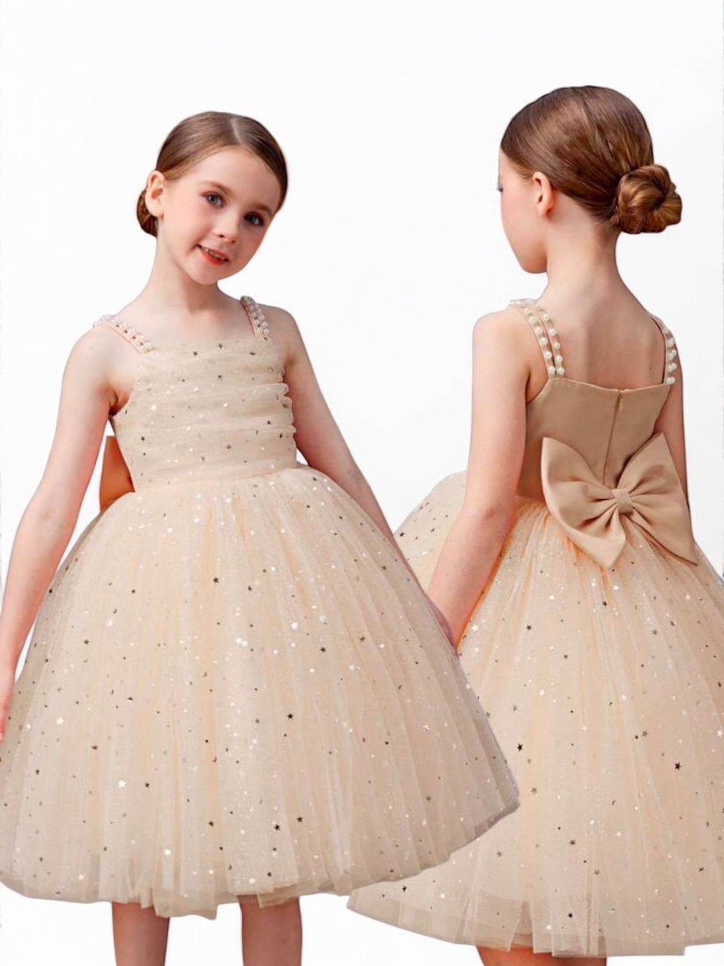 Champagne gold sparkly girl formal dress 2k5 Christmas