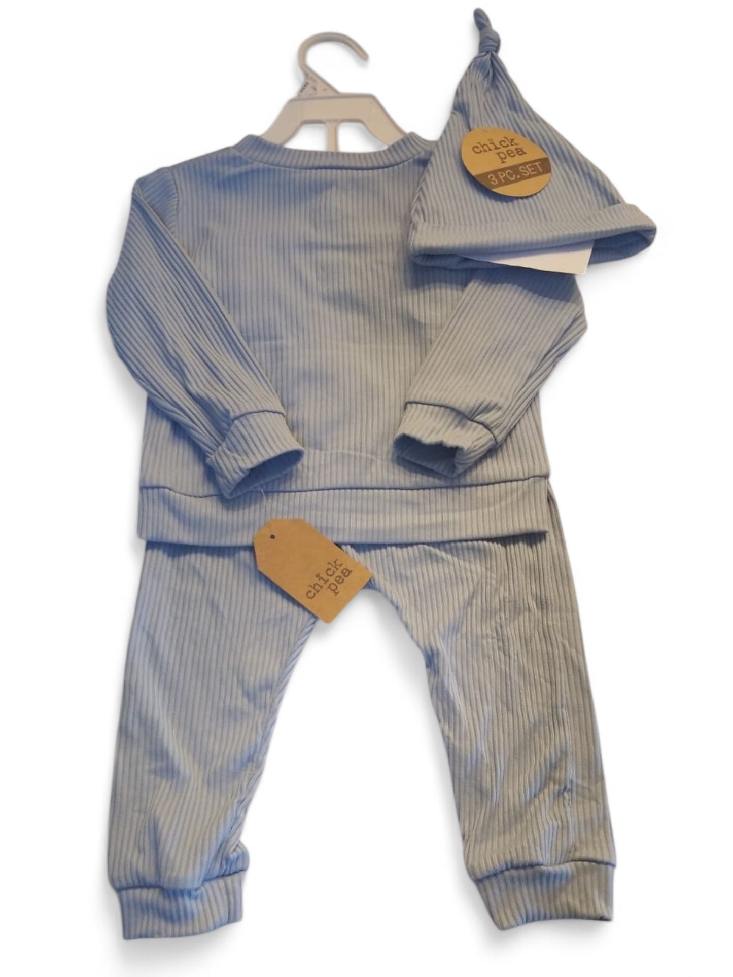 Baby blue chick peas onsies set