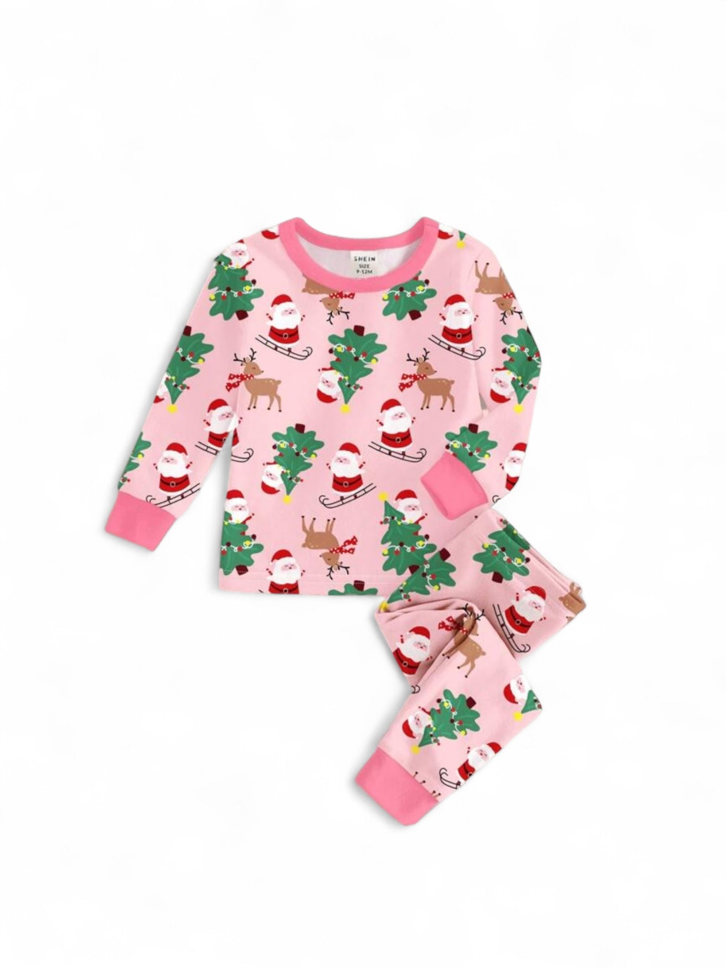 Pink Christmas toddler girls pj with Christmas tree design