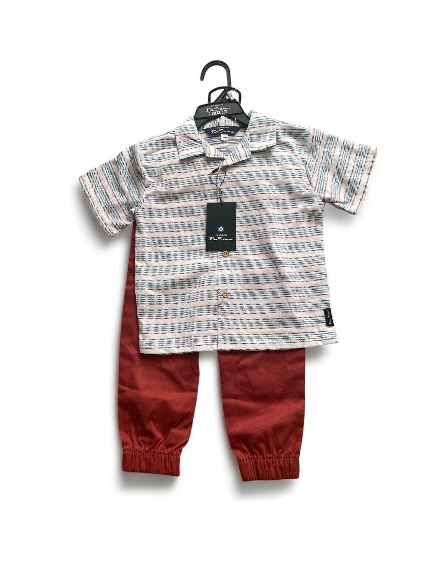 Ben Sherman red pant with stripe boy set