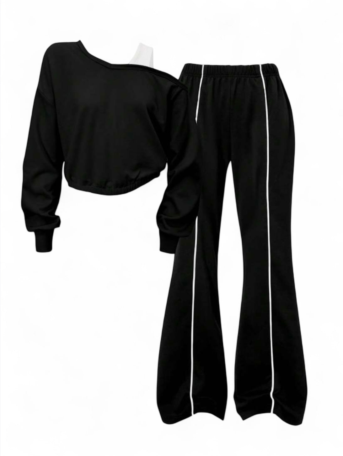 Black with white stripe pre teen lounge set