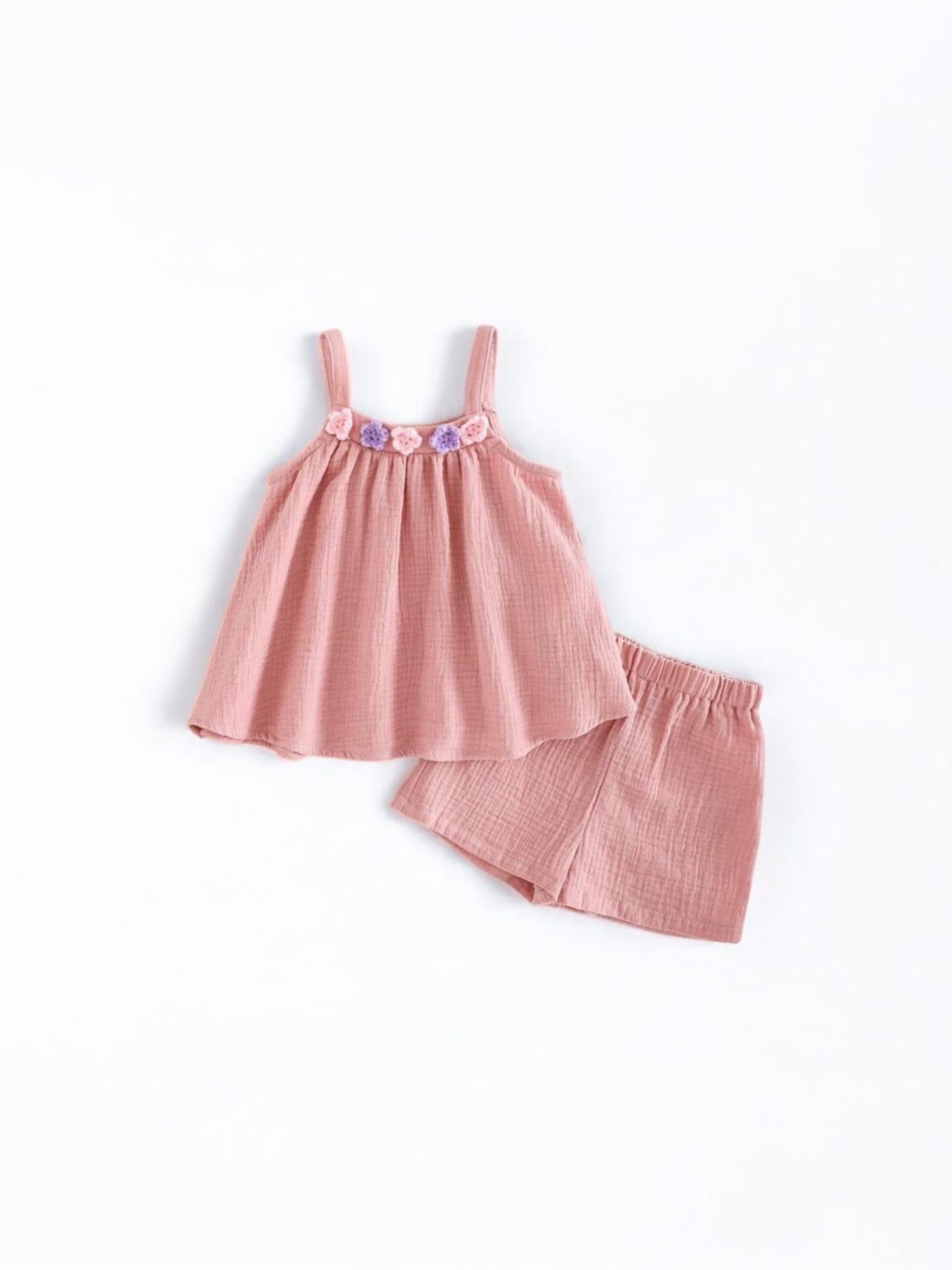 Pink linen baby set