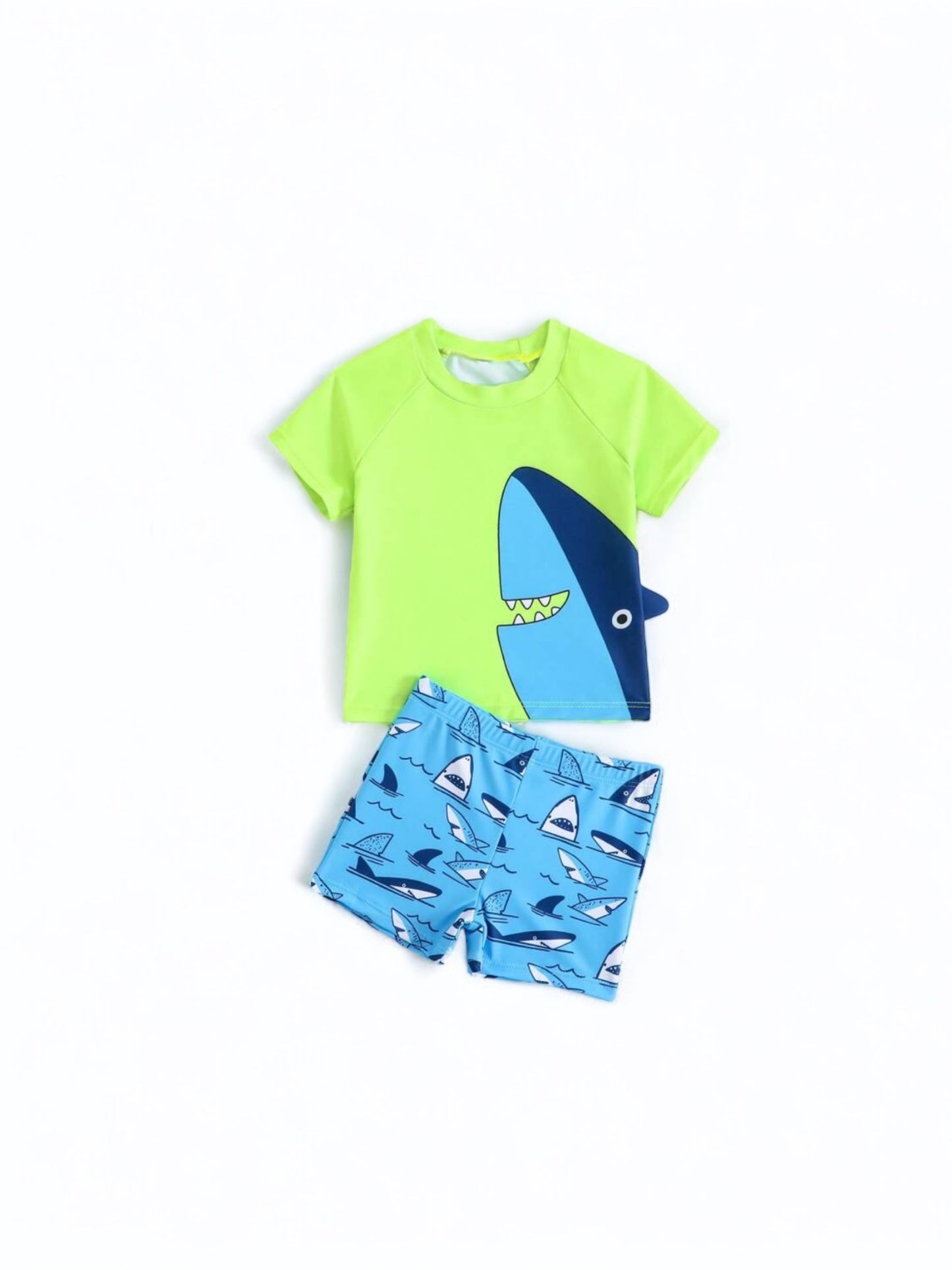 Neon shark 2pc boy baby swimsuit