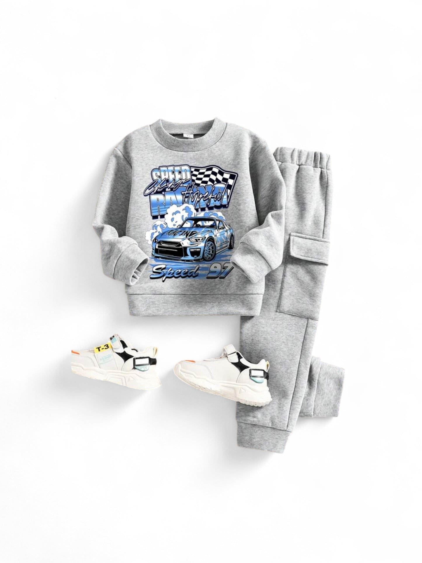 Speed Blue car grey 2pc boy sweats 2k5