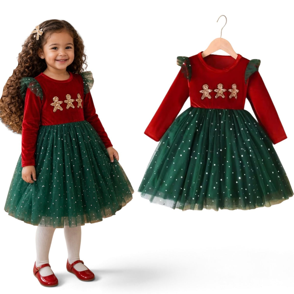 Girls christmas tutu red velvet gingerbread girls dress 2k6