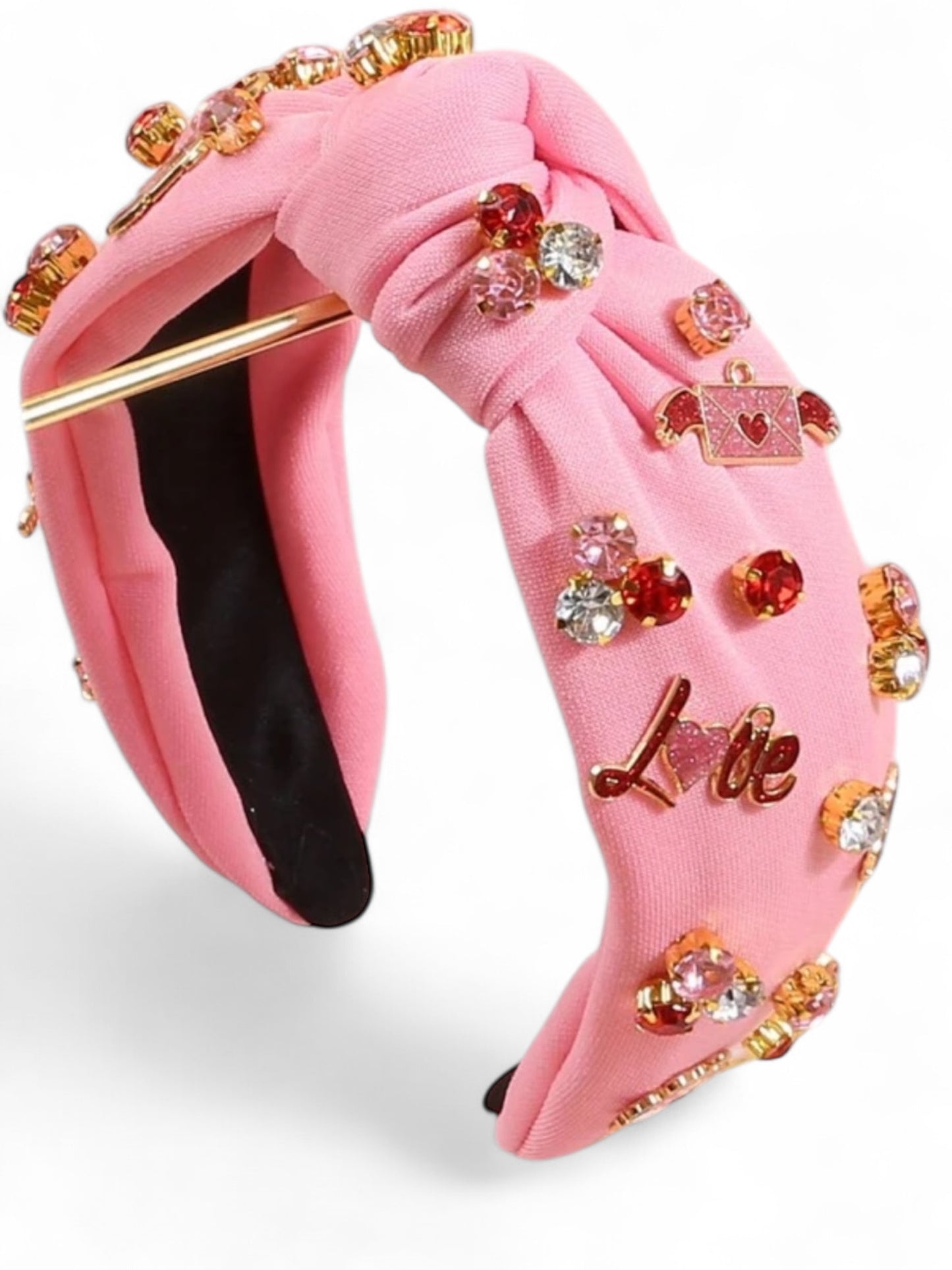 Pink be bejeweled love valentines headband
