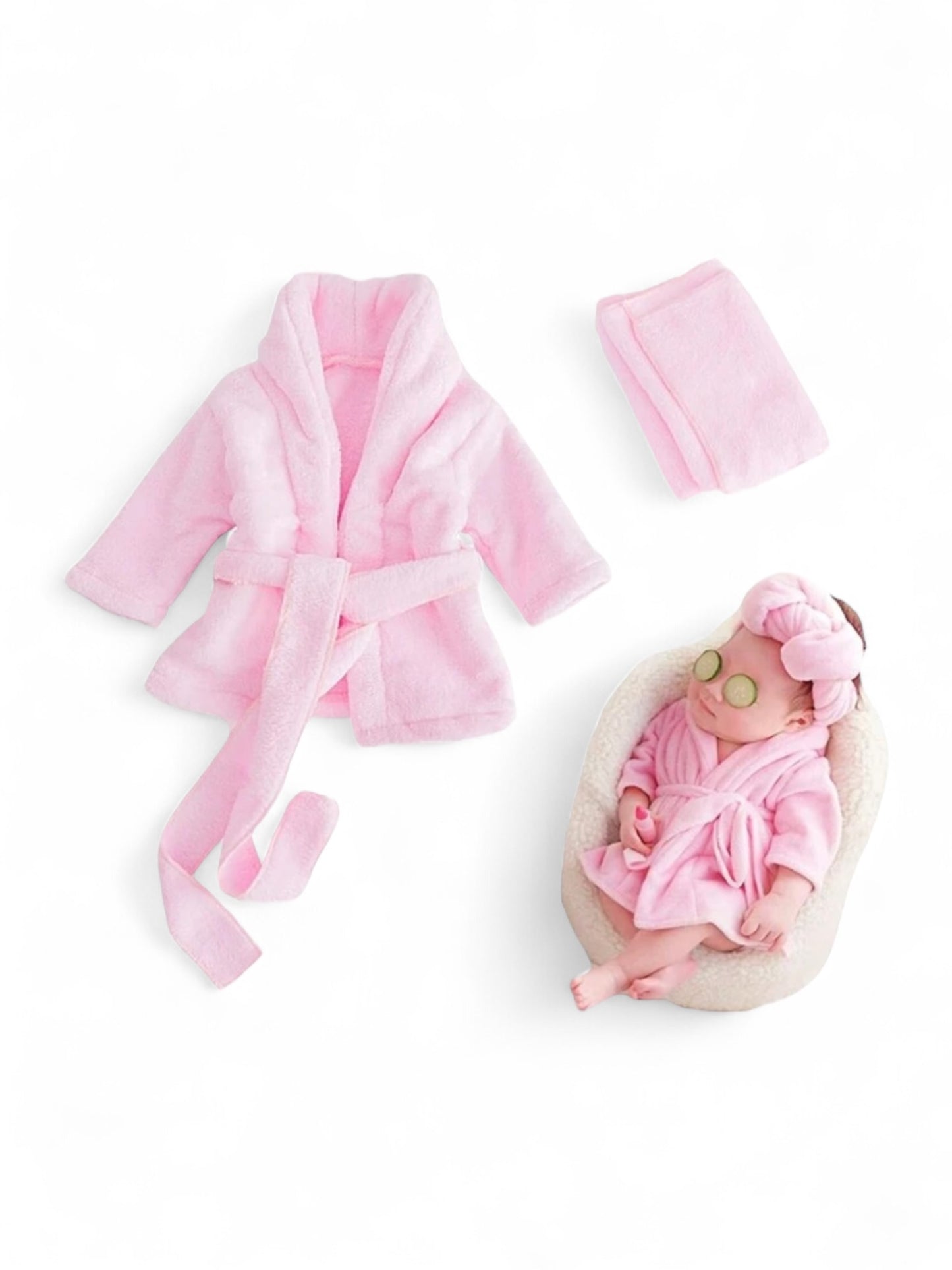 Pink spa bay robe set