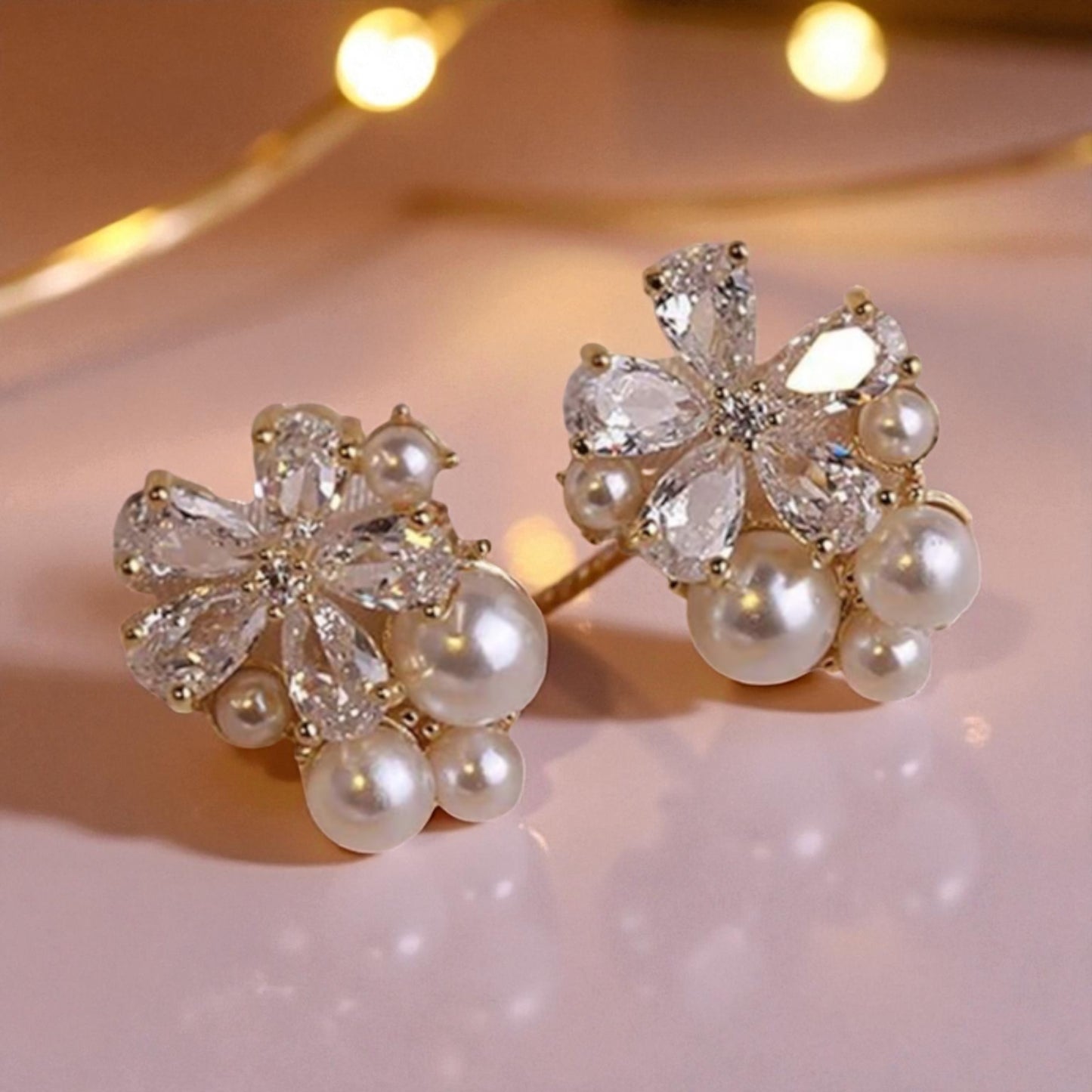Pearl & stones earrings