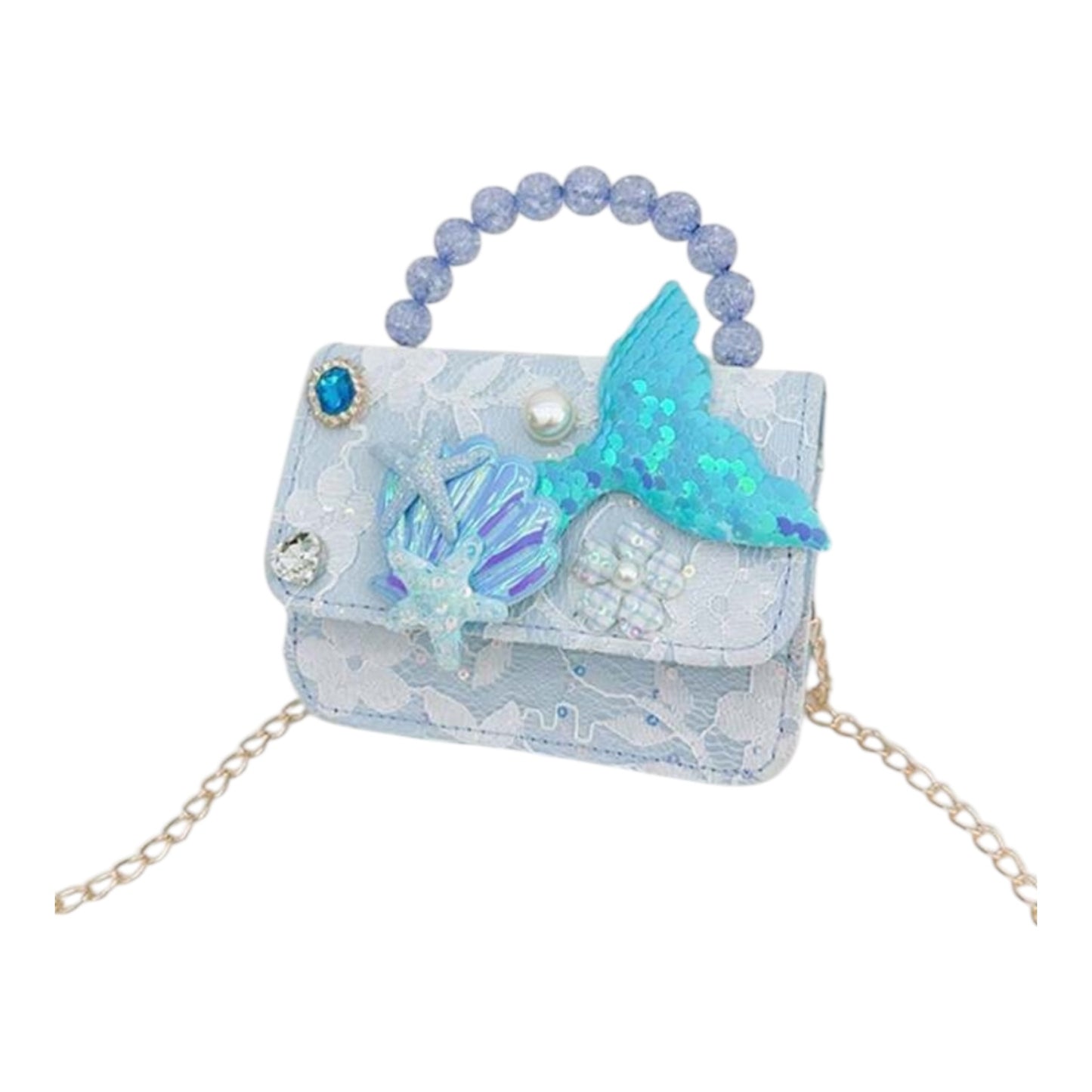 Mermaid with pearl girl purse 2k6