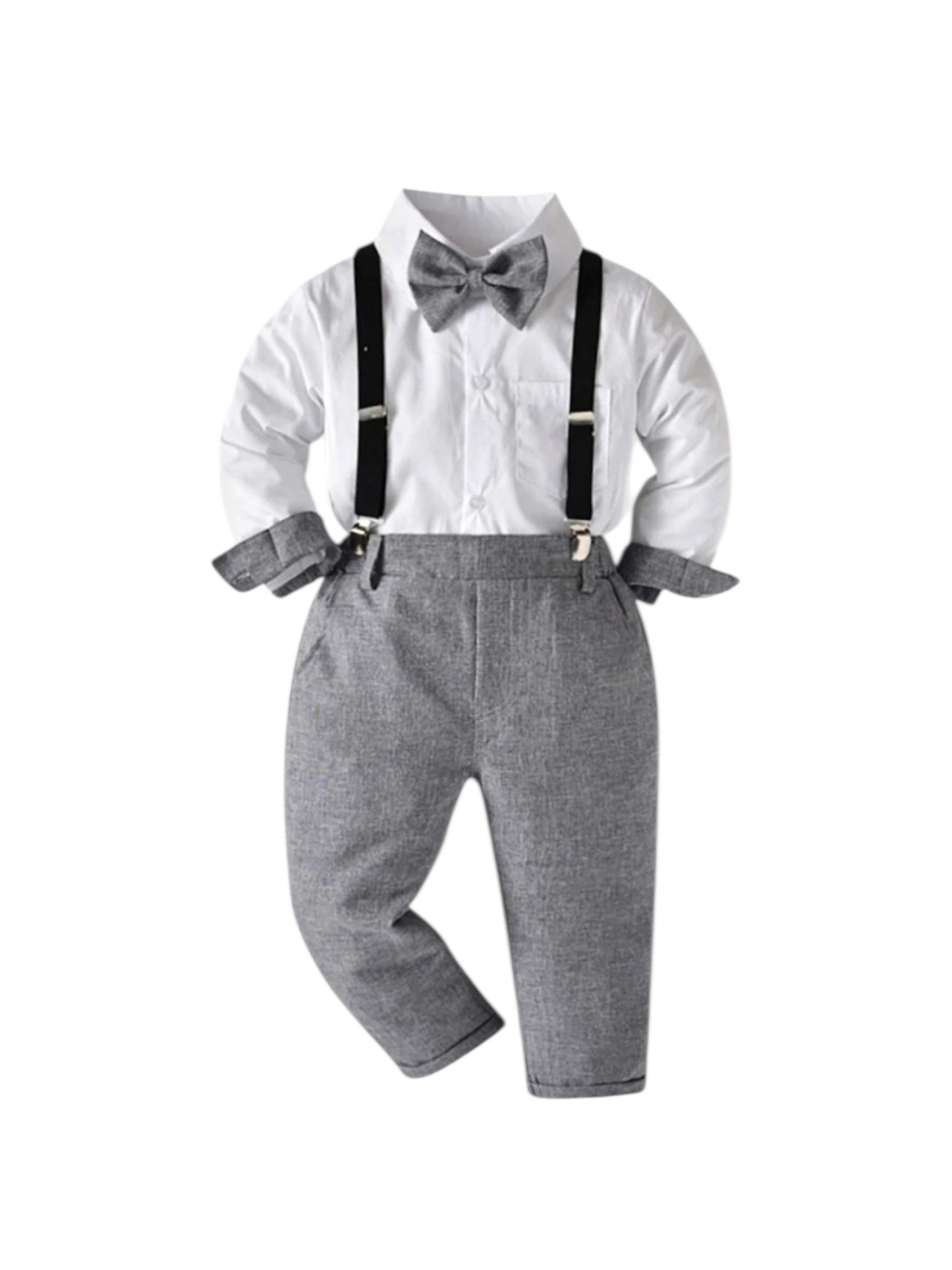 Boys grey suspender formal set 2k5