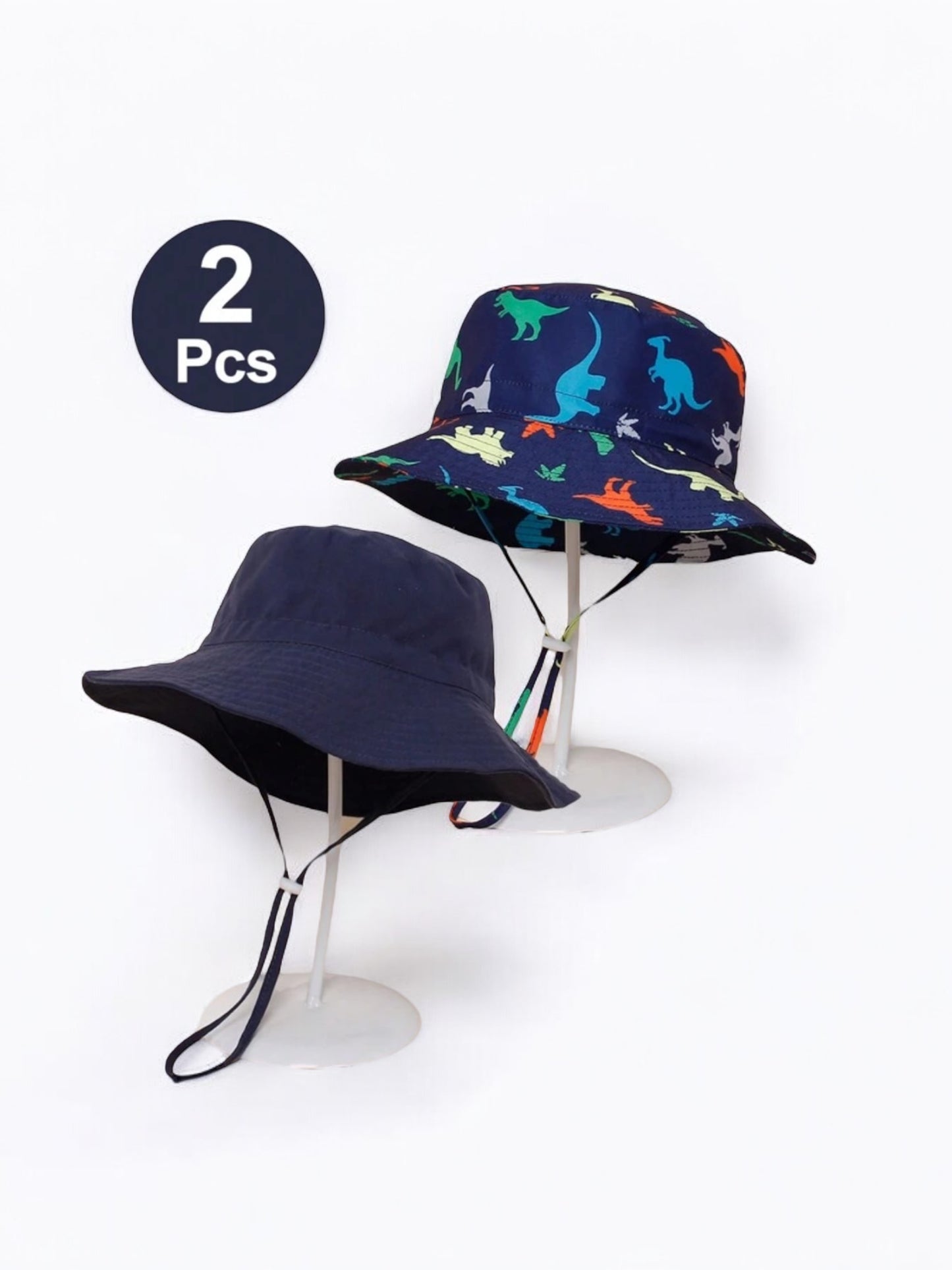 2 pcs Dino & blue bucket baby hat