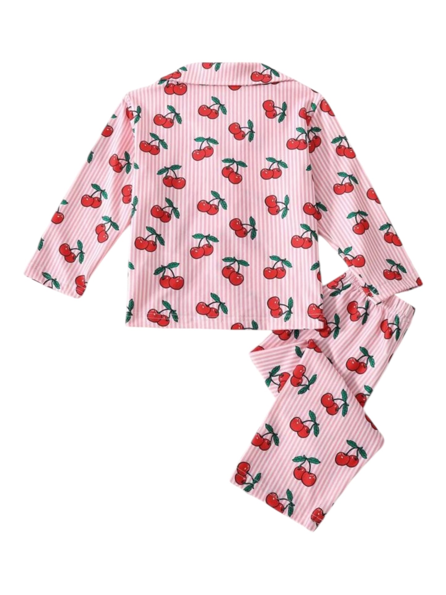 Pink with red cherry baby girl pjs