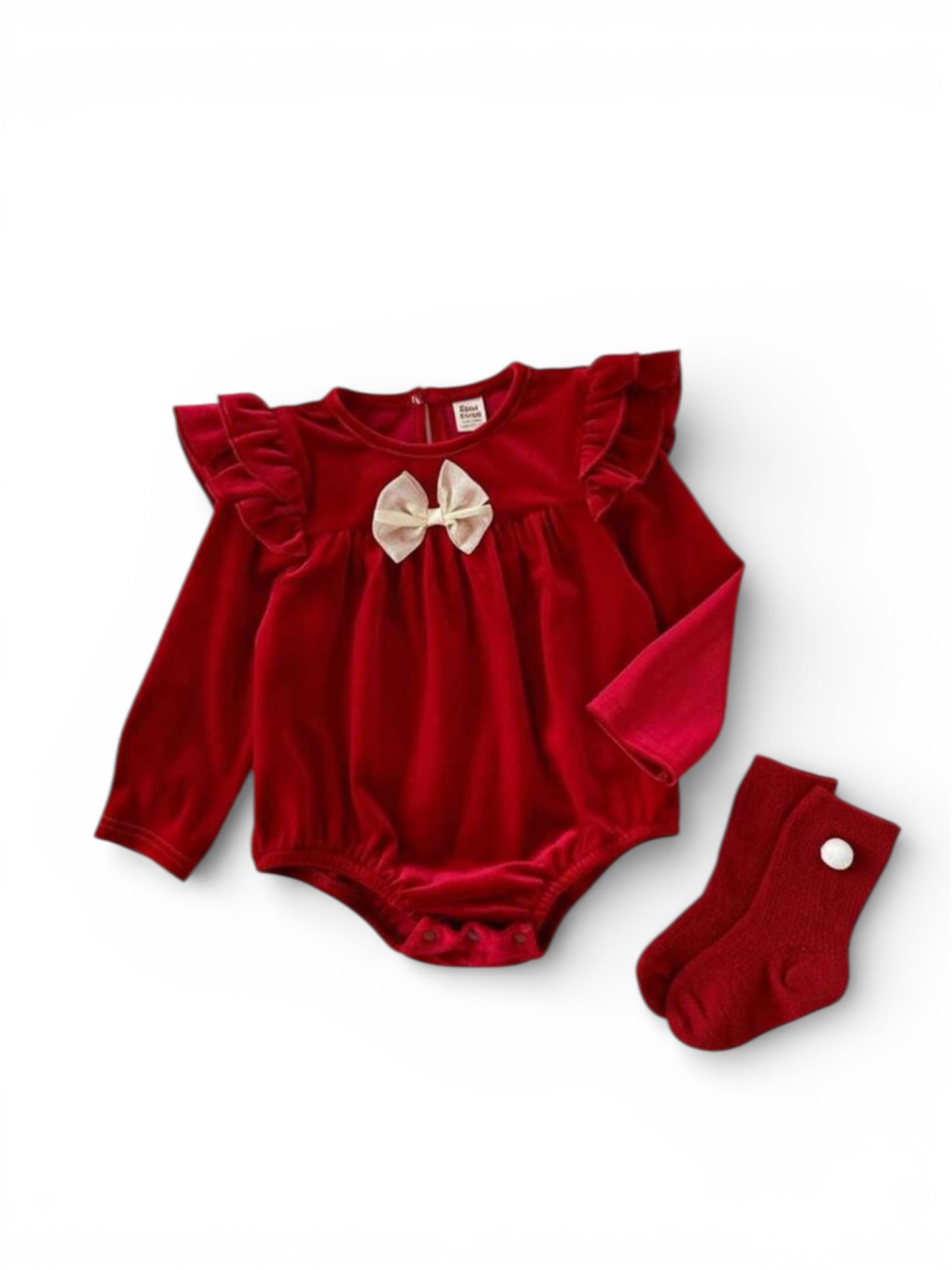Red &gold rompers with socks