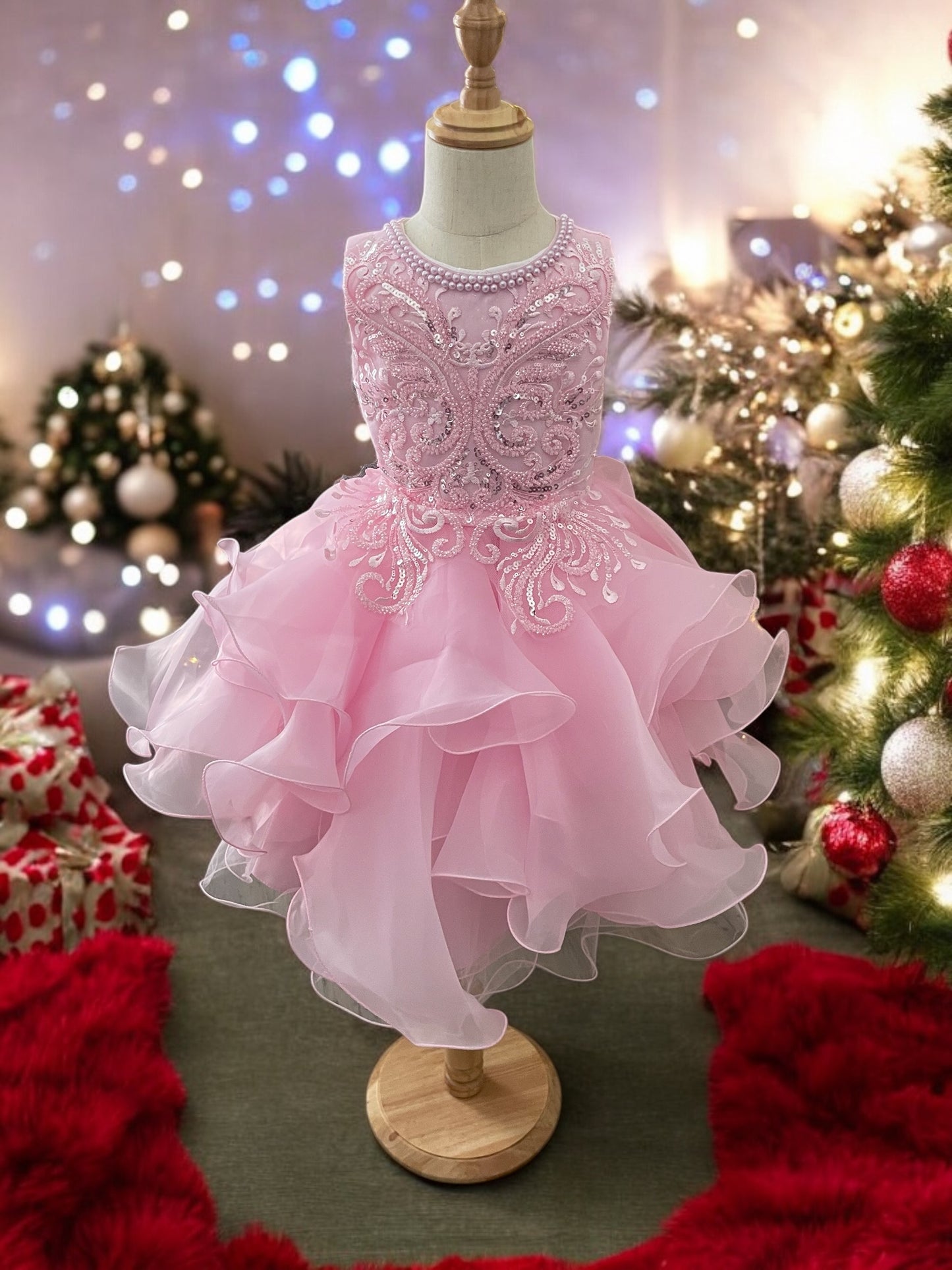Pink luxurious girl formal dress