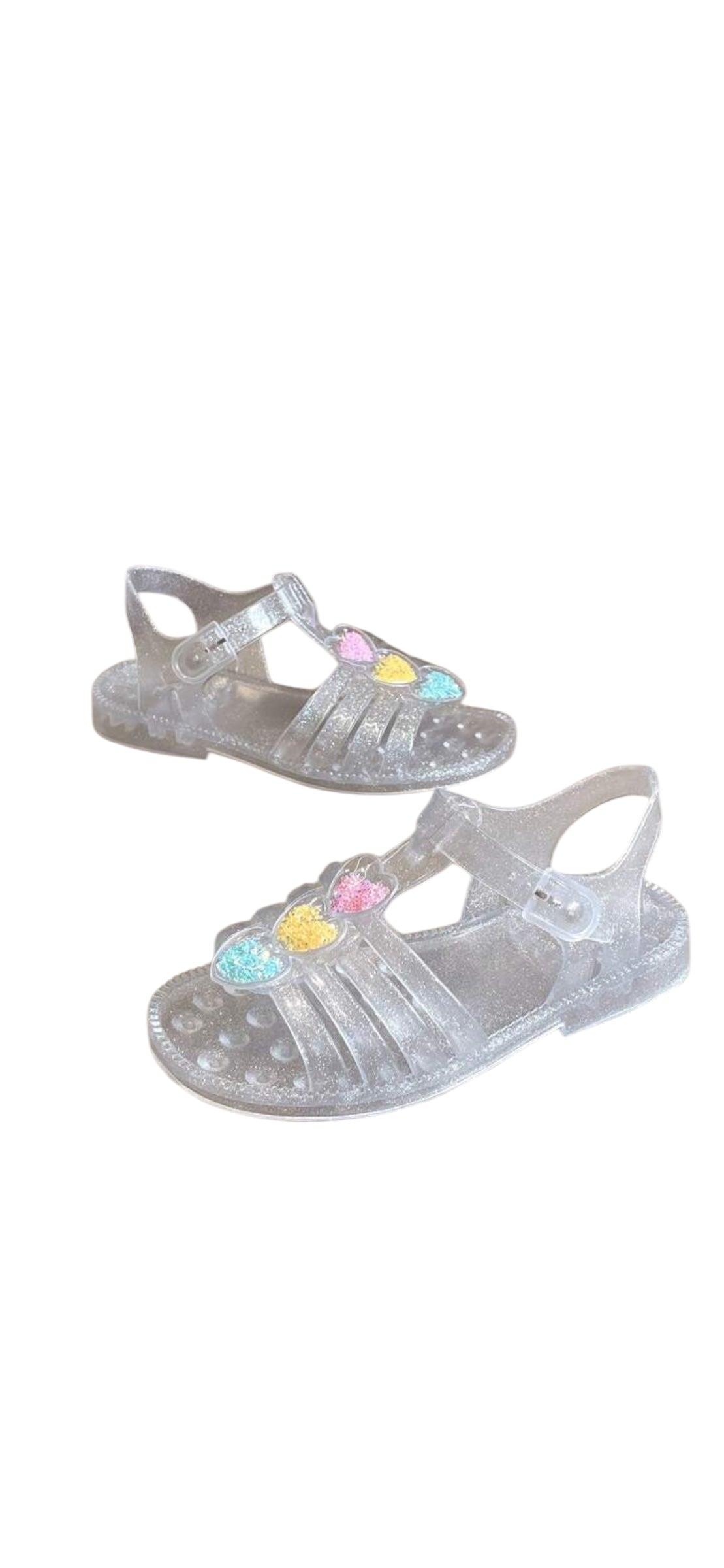 Rainbow heart transparent jelly girl sandals
