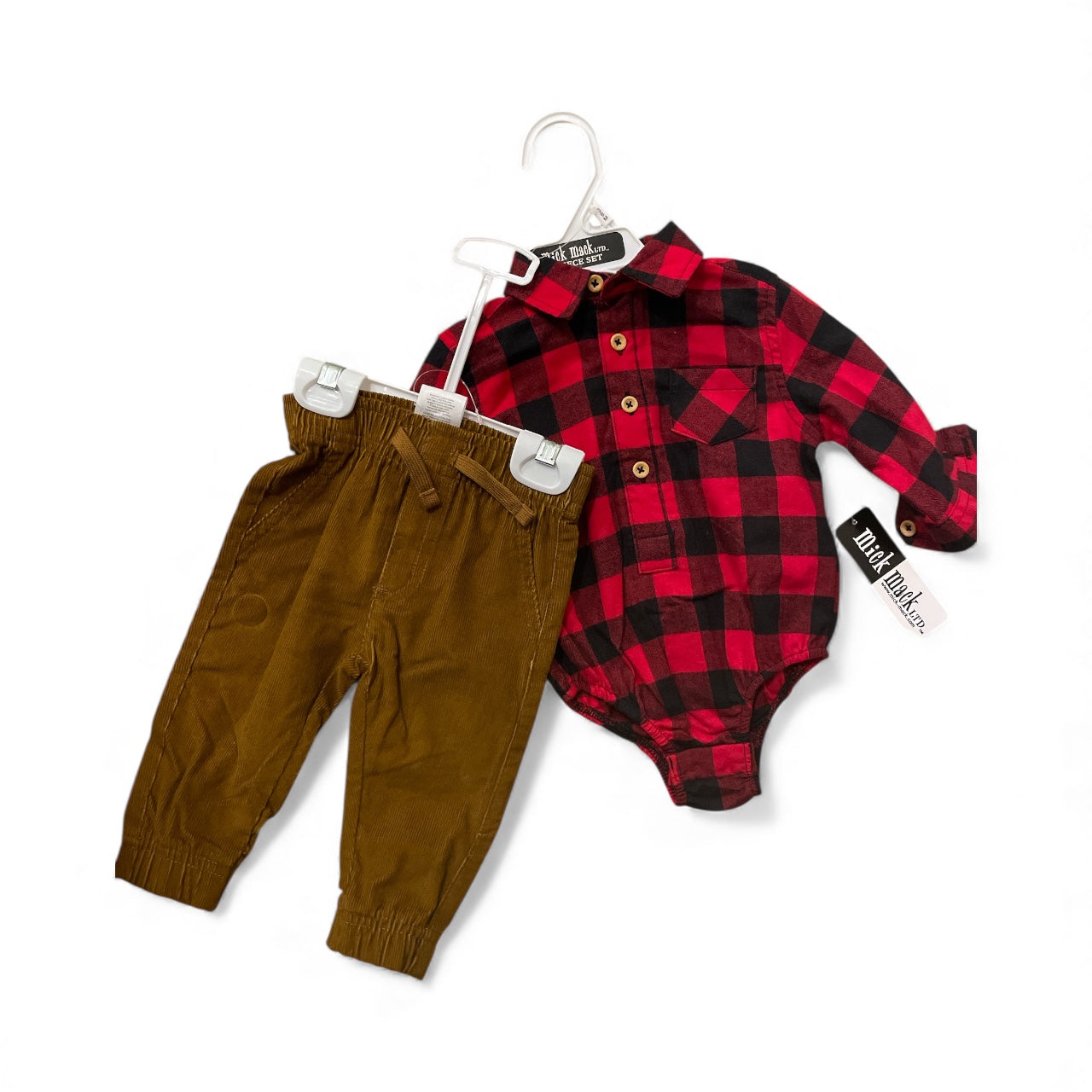 Red plaid baby American hawk 2pc set
