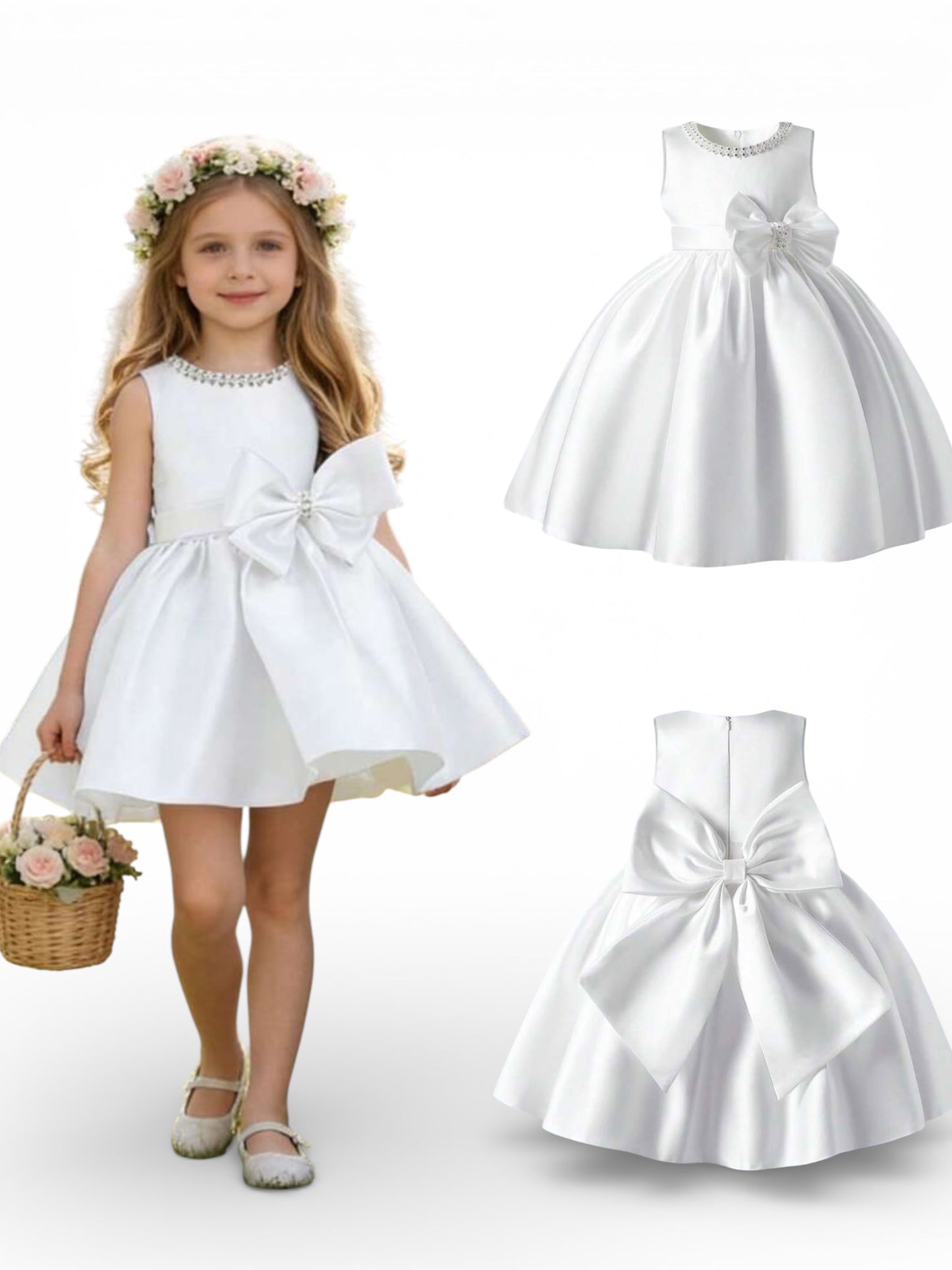 Girls pearls white dress 2k6