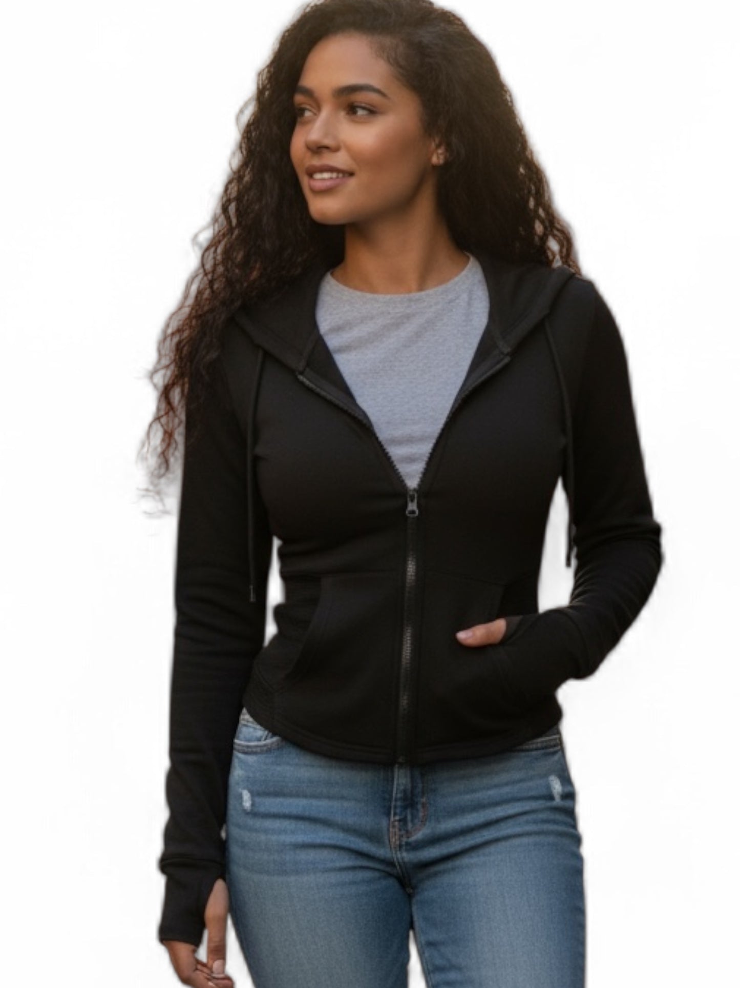 Pre teen zipper grey hoodie
