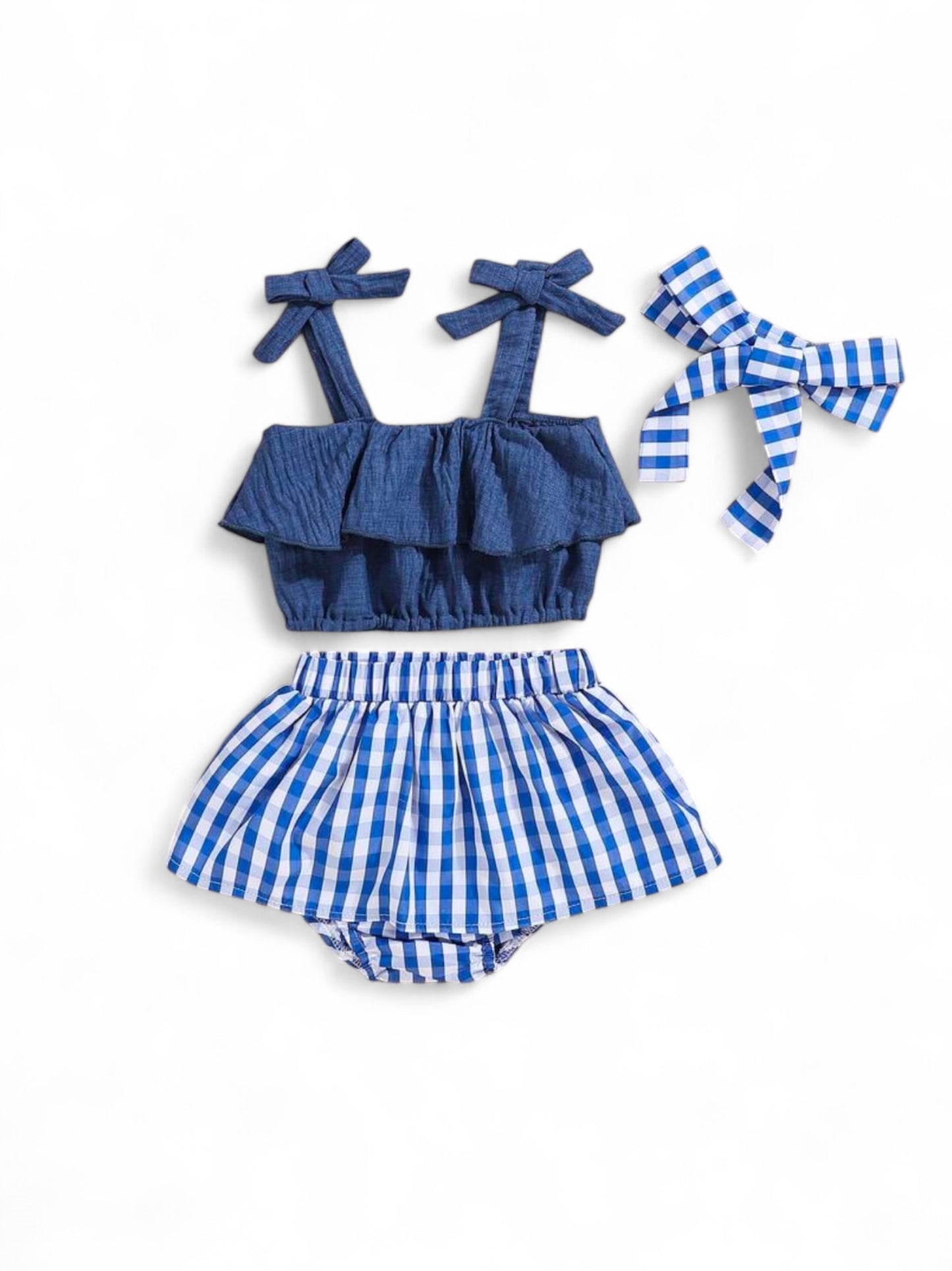 3pc Blue and white stripes top & bottom baby set