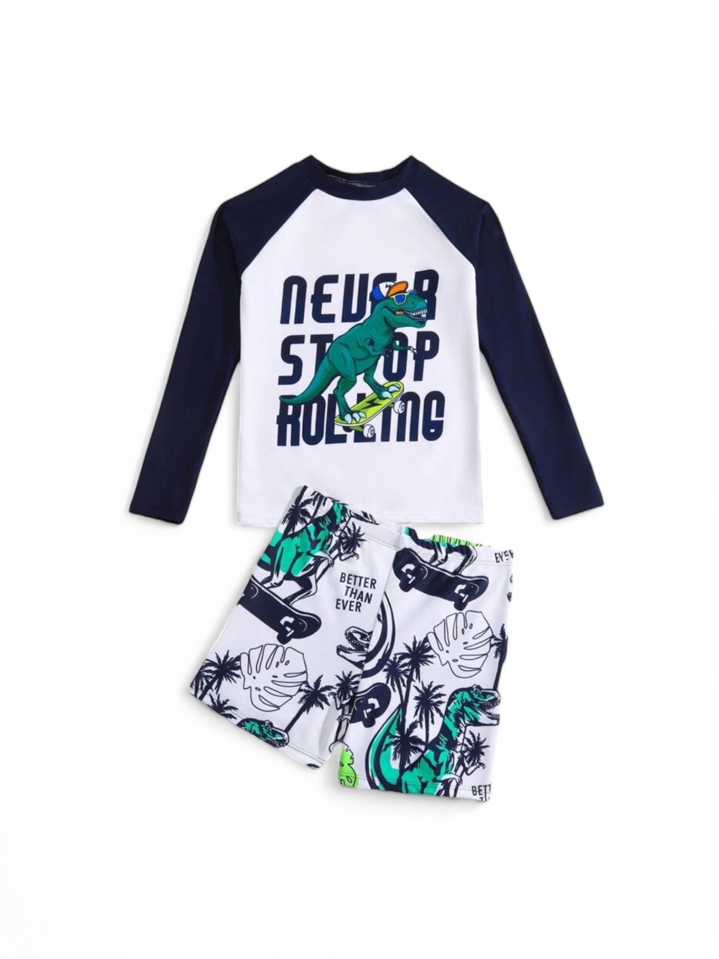 Never stop rolling long sleeve boy swimsuit