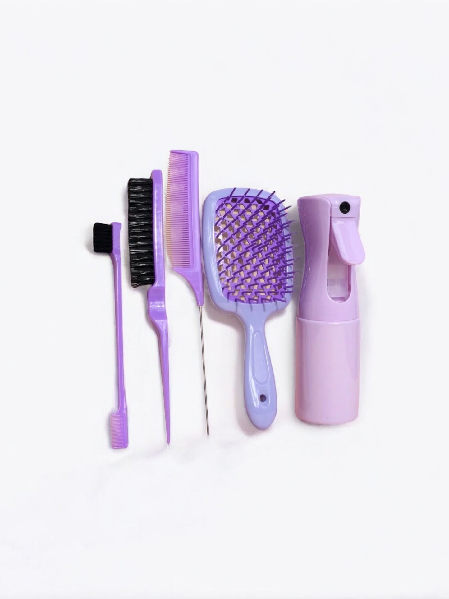 Purple Detangling girl comb, brush and spray hair set