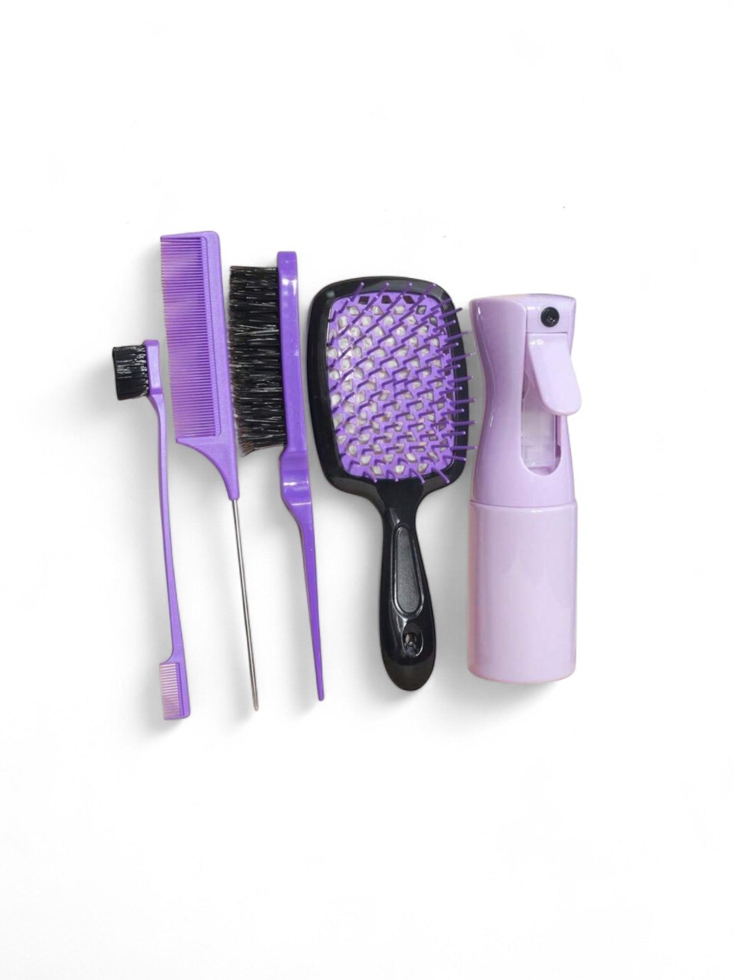Purple & black 5 pc hair brush set