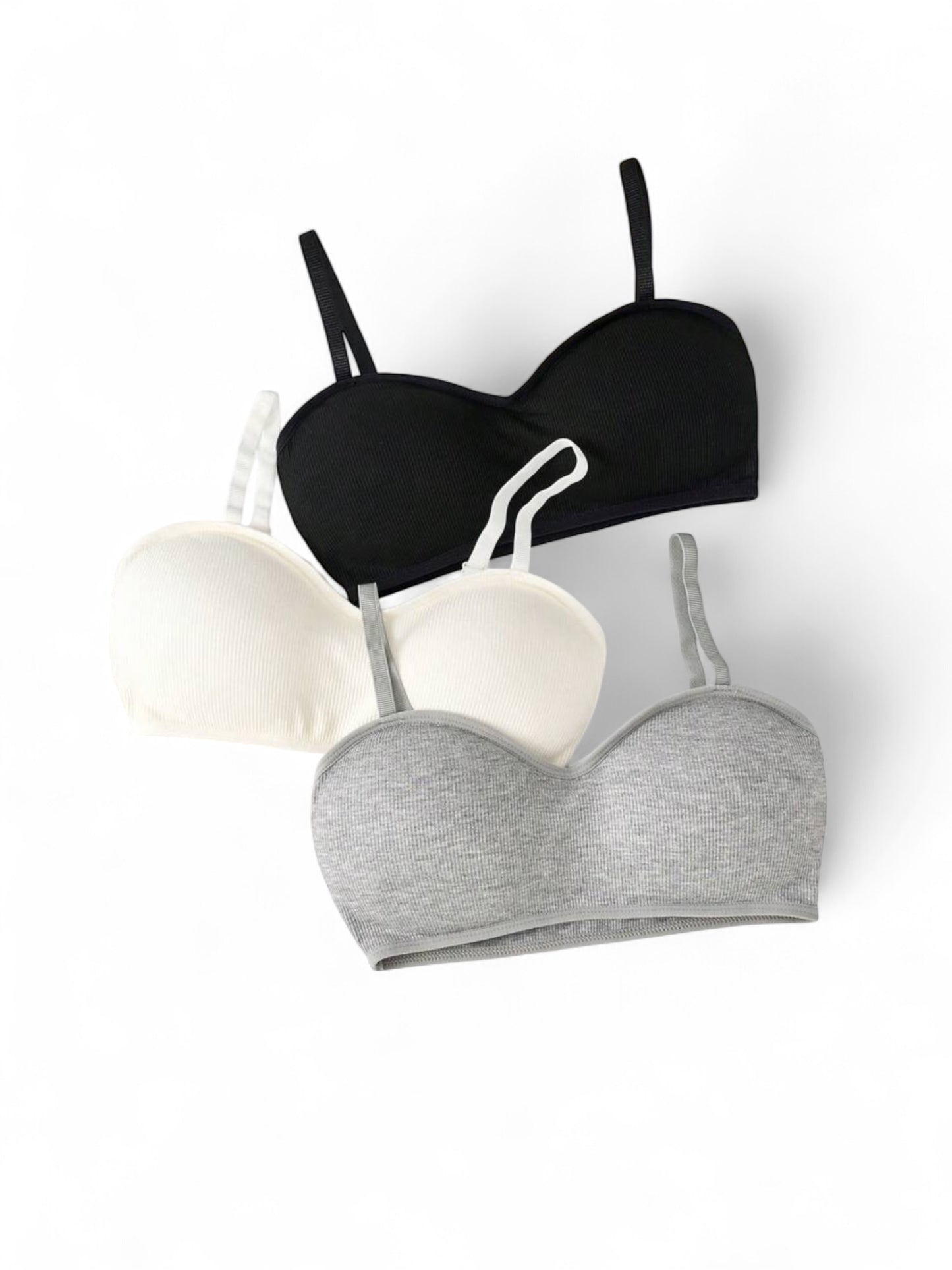 3pc black beige & black bralette