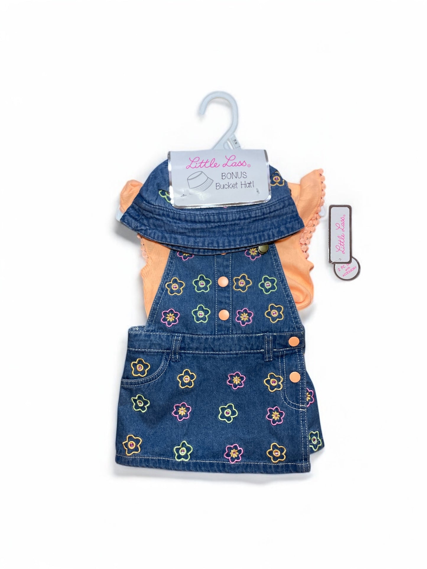 Little lass 2c orange shirt with floral jeans jumper baby set