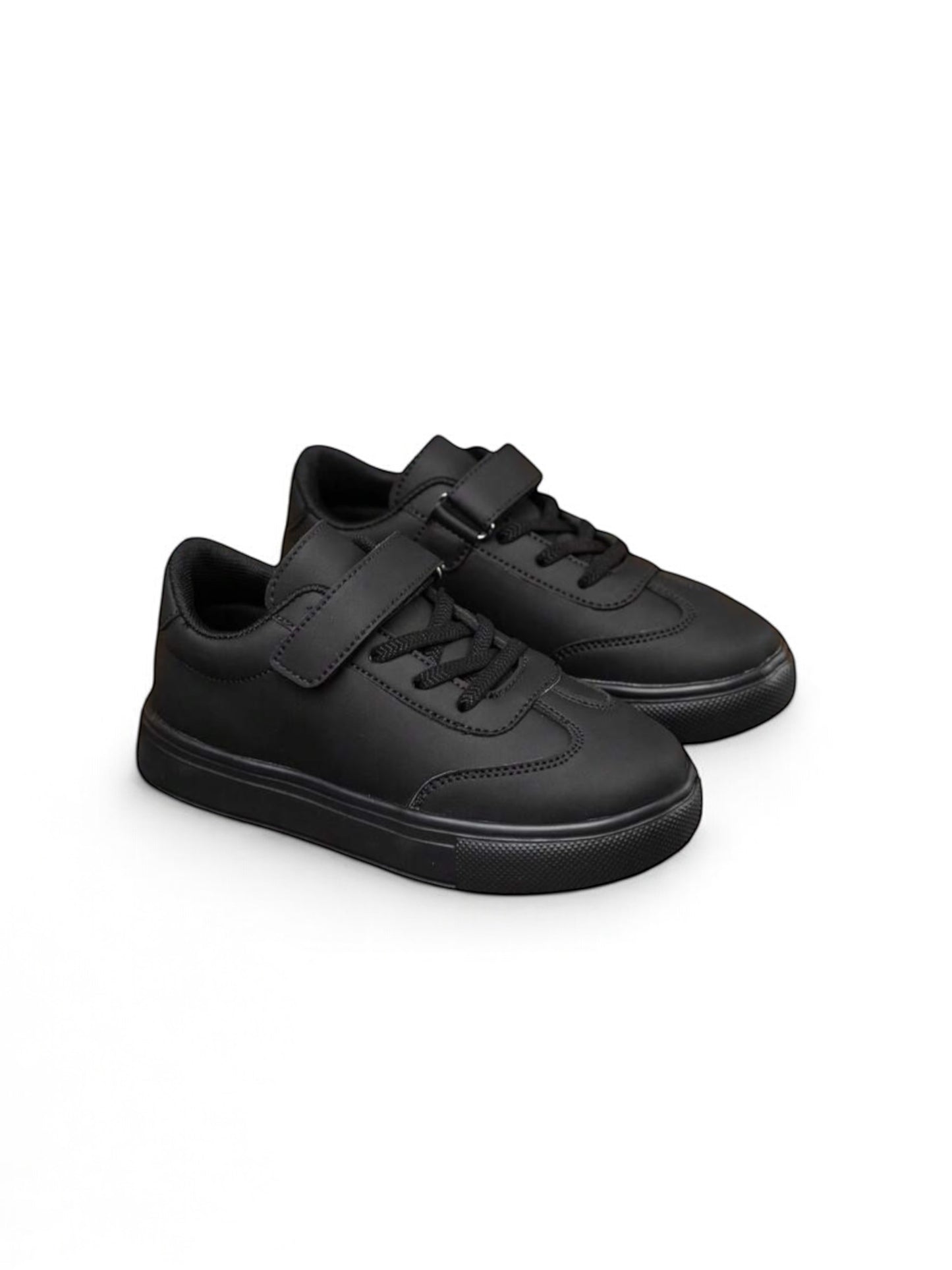 Matte black Velcro strap boy sneakers 2k5