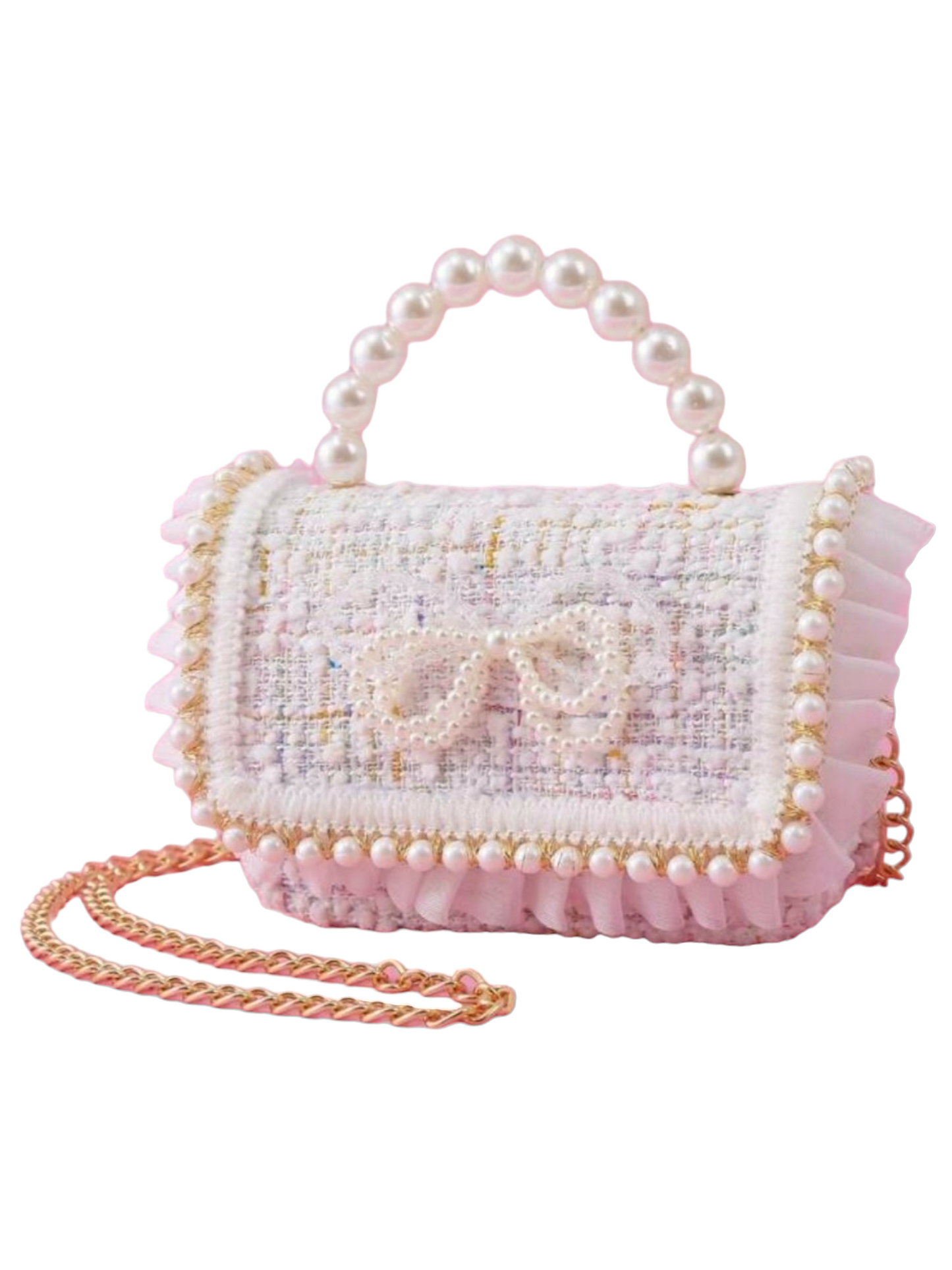 Pink purse with pink pearl bow