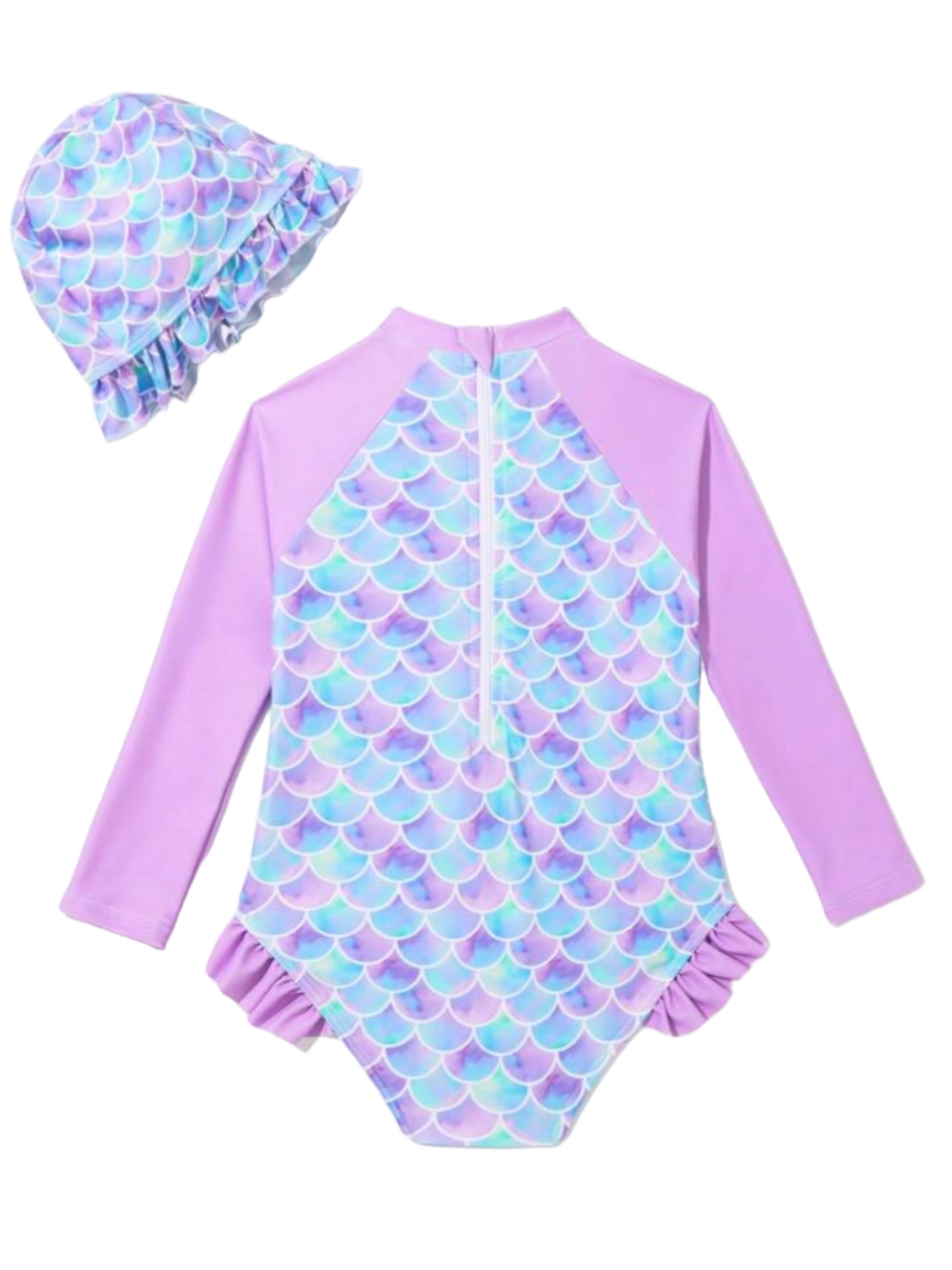 Mermaid onsie with cap gorl swimsuit