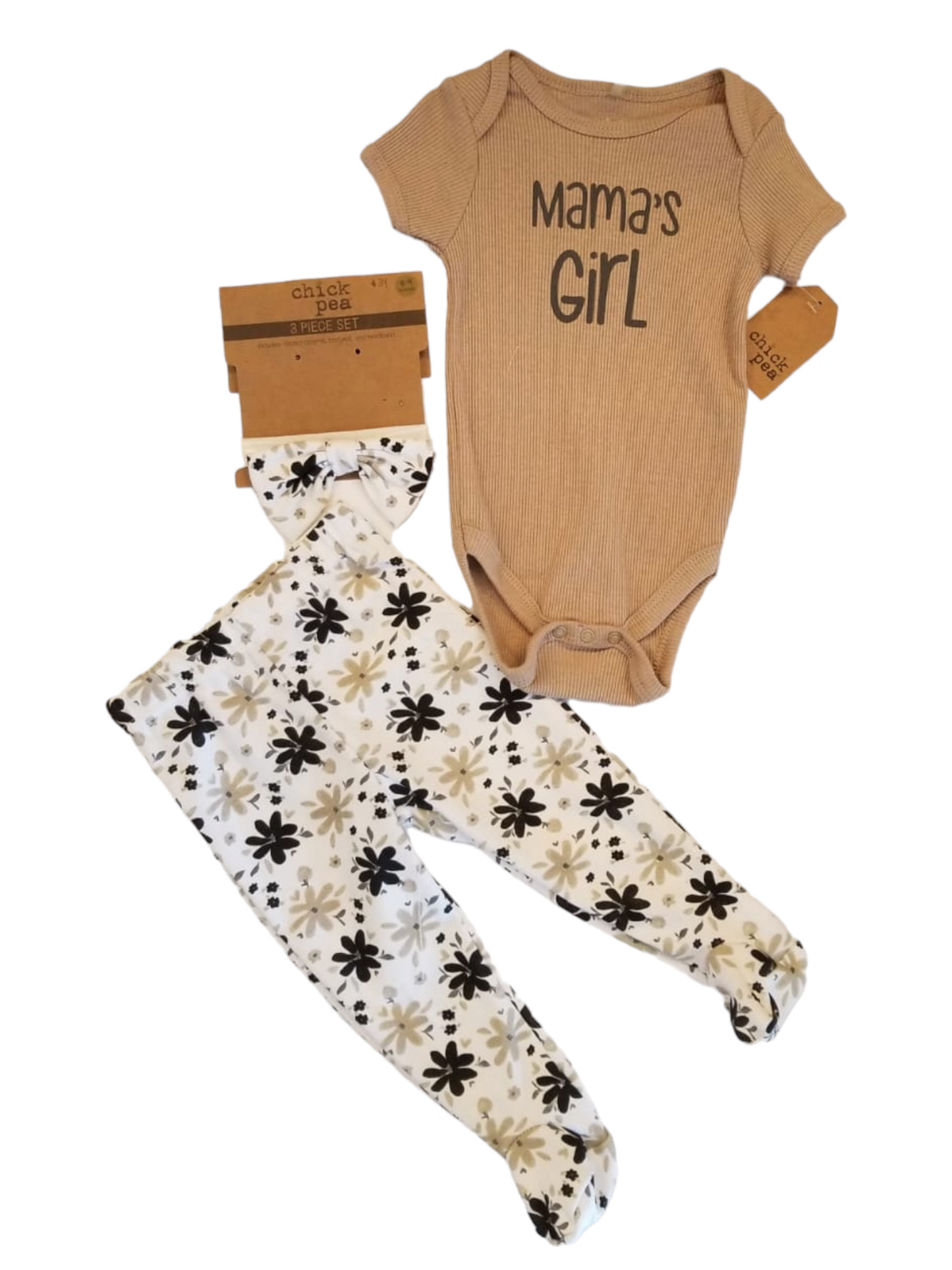 Chick pea mama's girl baby onsies set